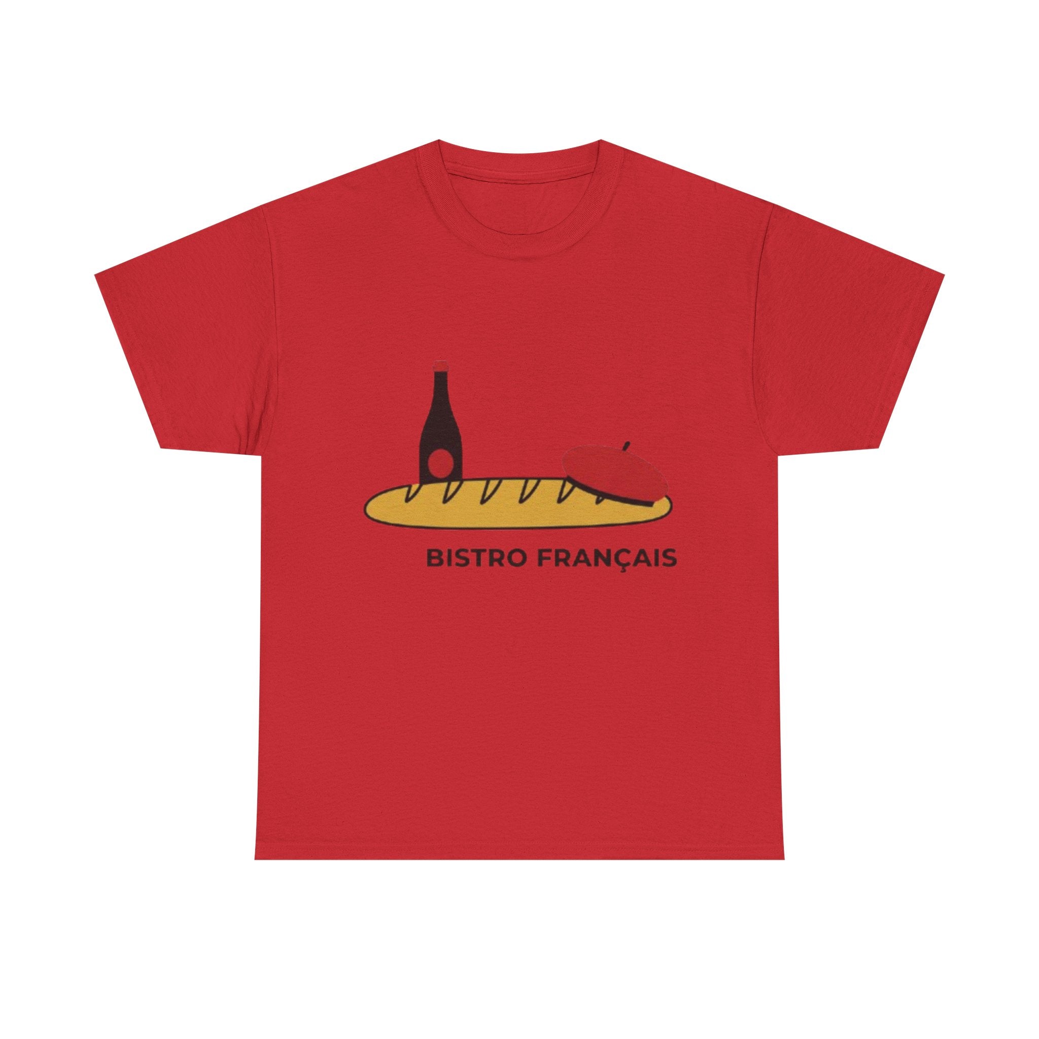 French Bistro Tee — 'Bistro Français' Bread, Wine & Beret Graphic Shirt