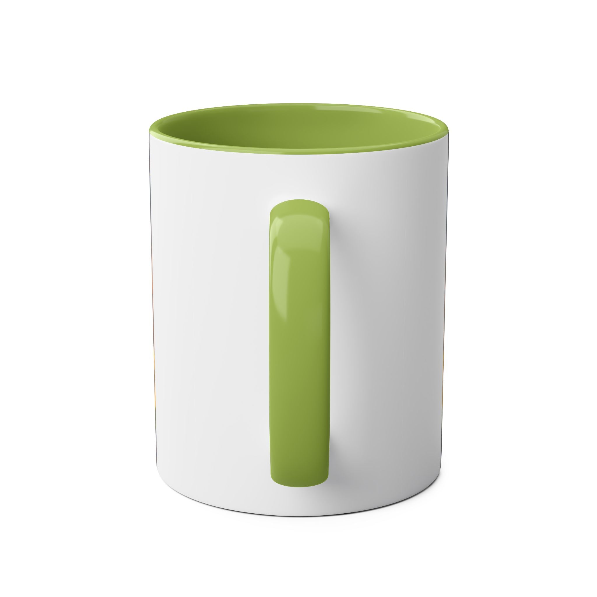 Sunflower Field Ceramic Mug — Two-Tone 11oz Coffee Cup with Sunrise & Windmills Design