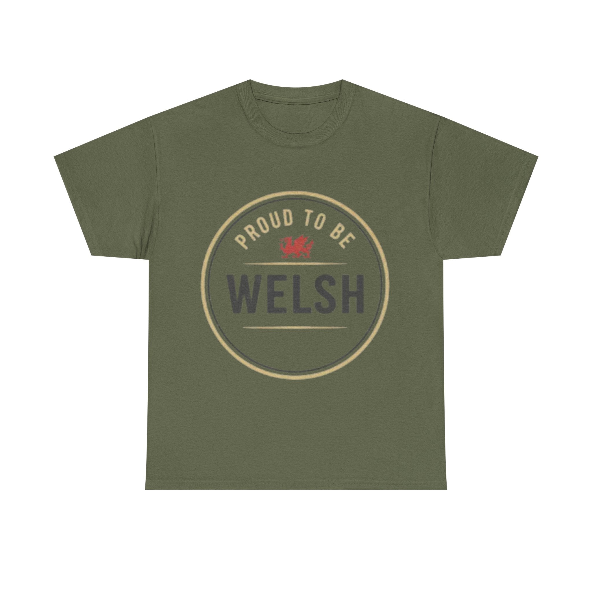 Proud to Be Welsh T-Shirt — Welsh Pride Tee with Red Dragon Badge