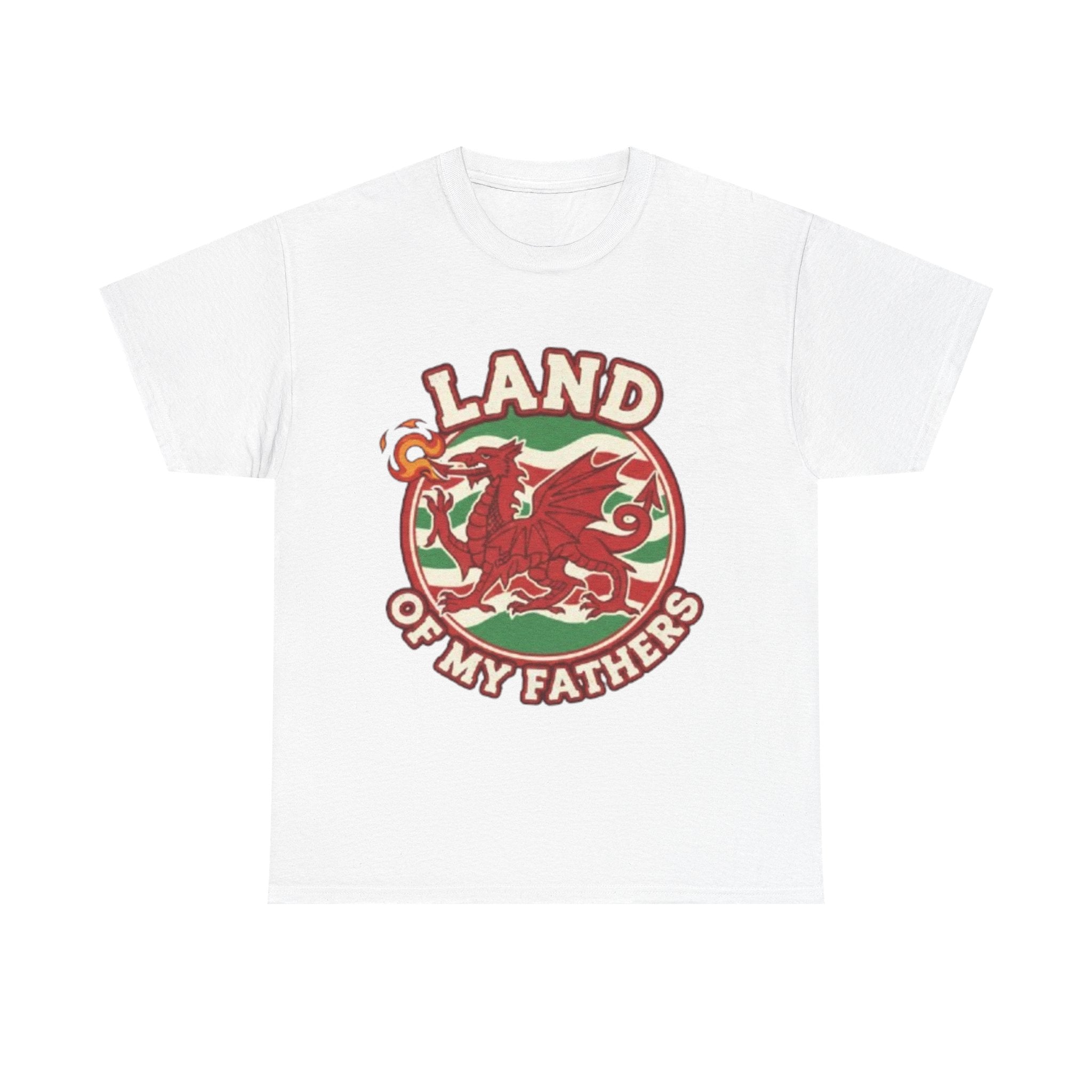 Land of My Fathers T‑Shirt — Welsh Dragon Vintage Crest Tee