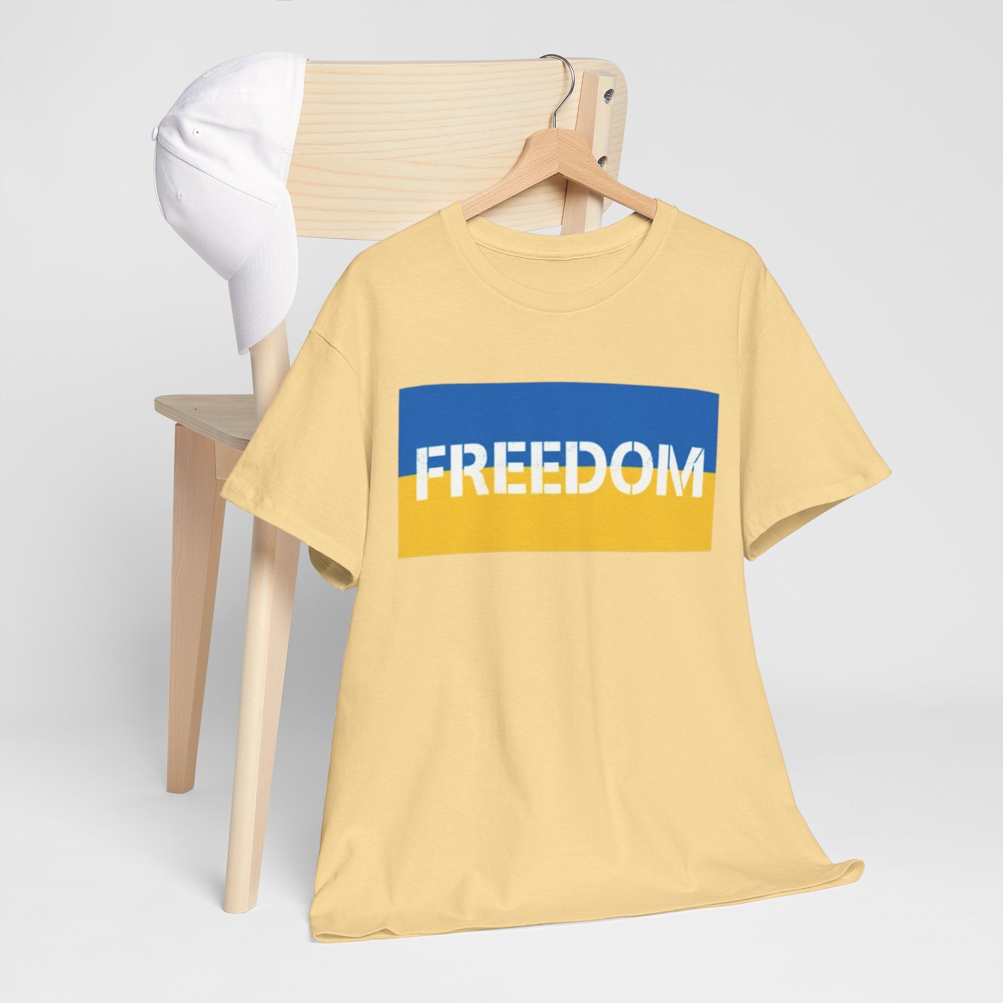 Freedom Flag T‑Shirt — Blue & Yellow Freedom Graphic Tee