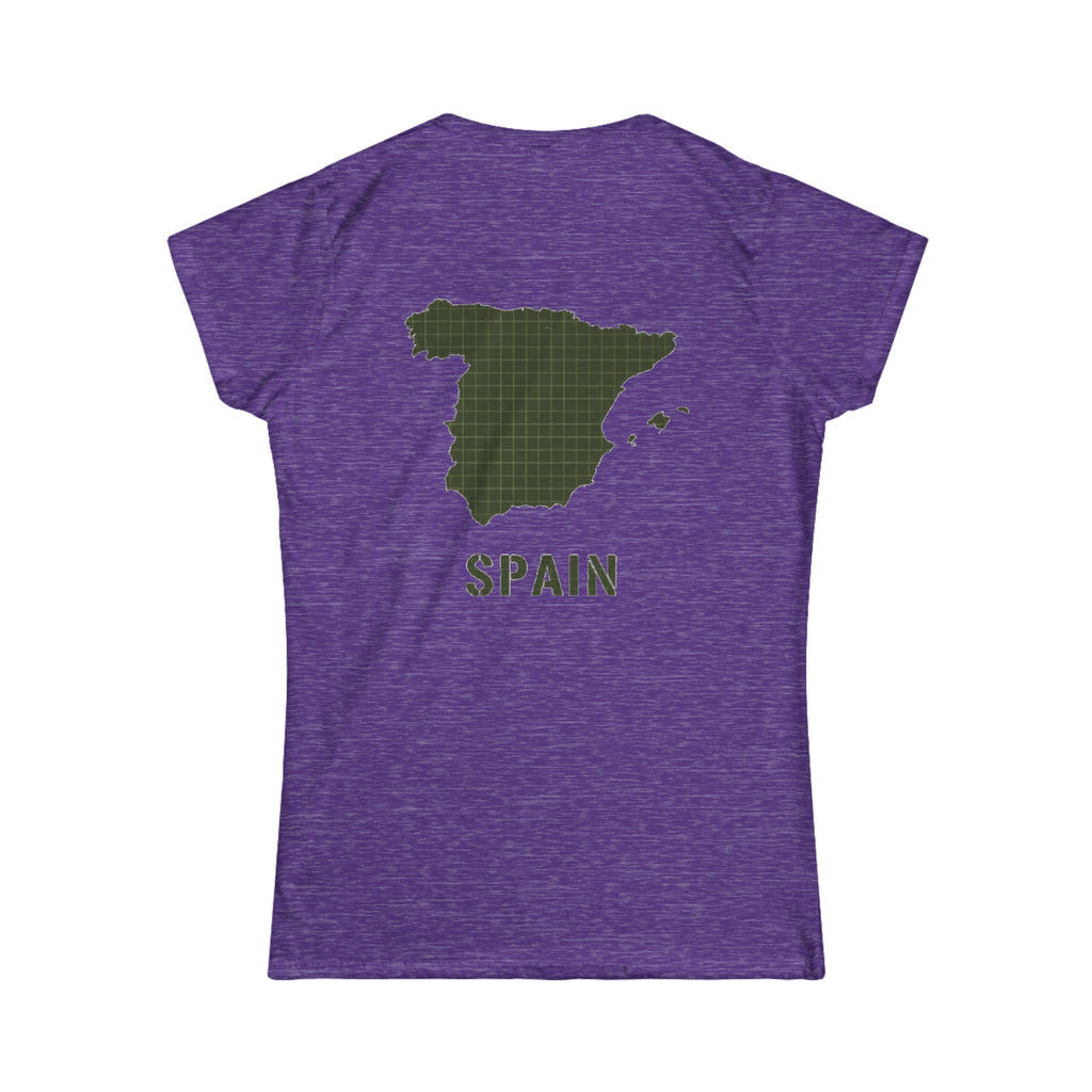 Spain Map Women's Tee — Olive Grid Map Graphic Shirt
