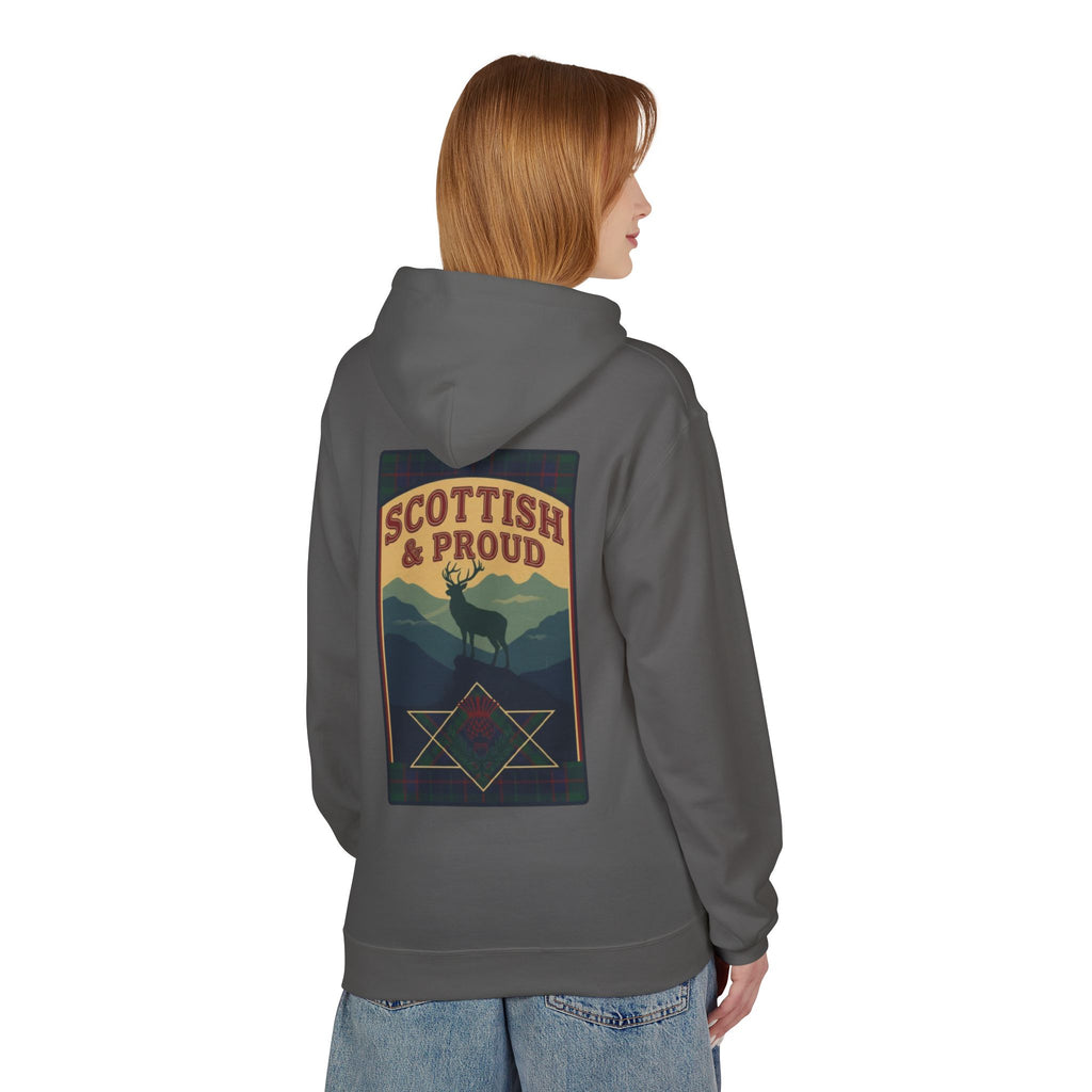 Scottish Hoodie — "Scottish & Proud" Vintage Stag Graphic Pullover