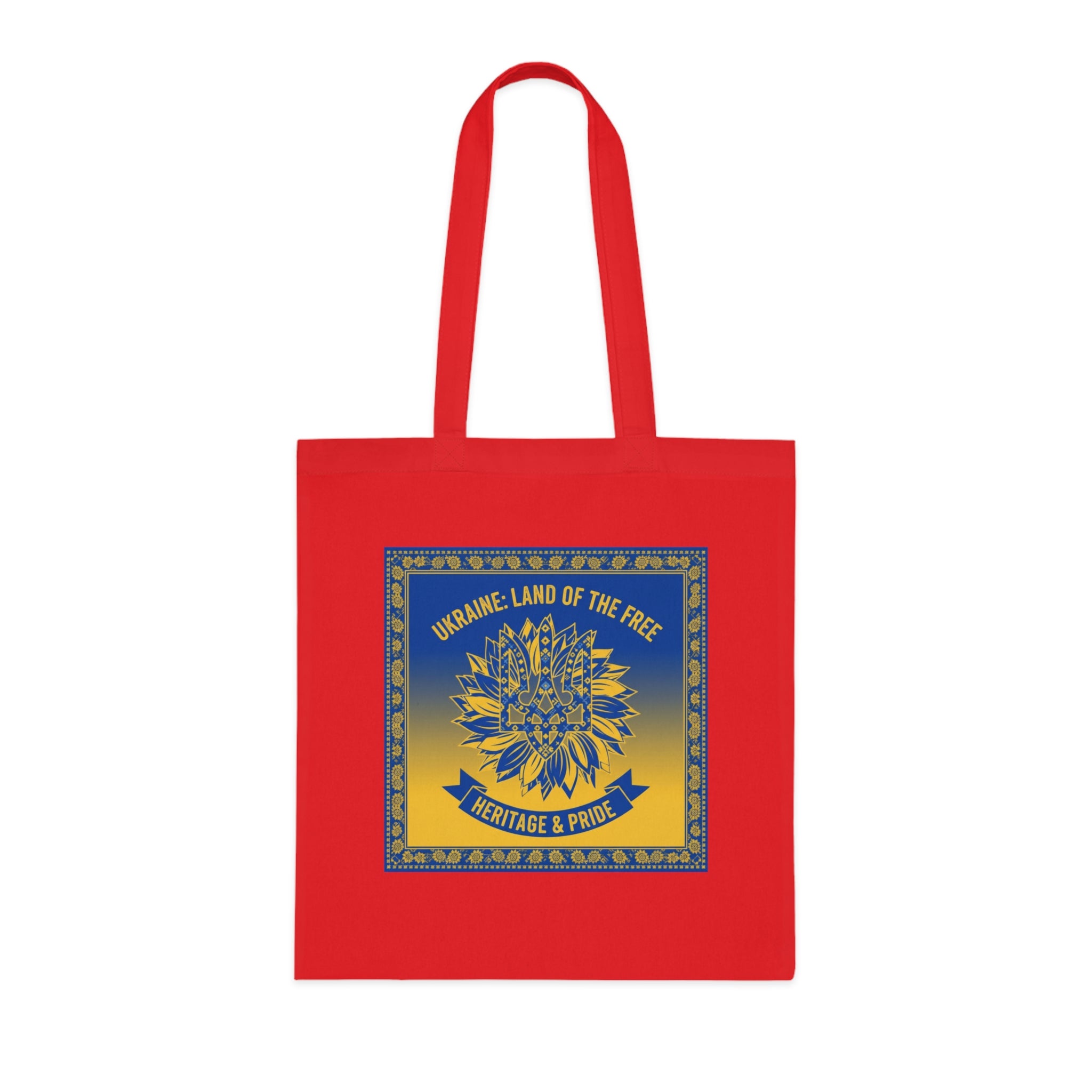 Ukraine Heritage & Pride Cotton Tote — Land of the Free Sunflower Design