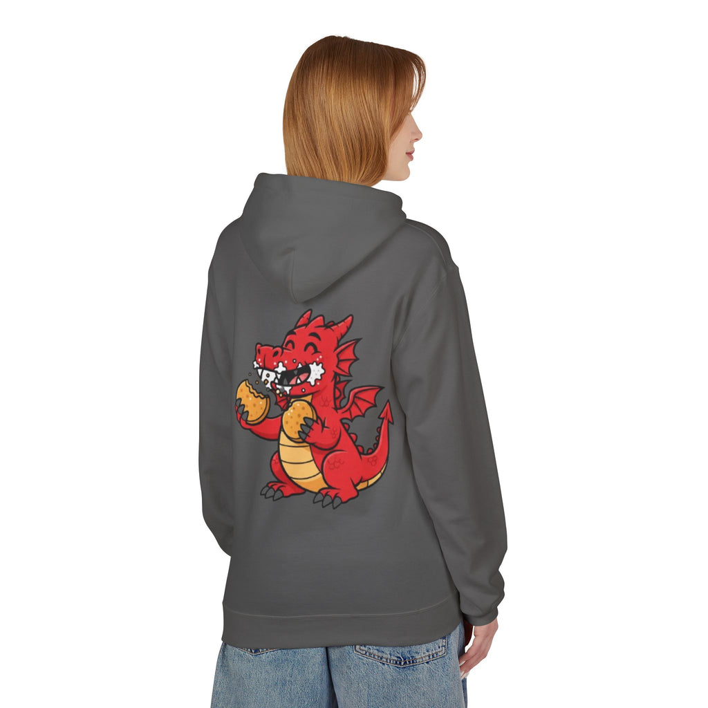 Welsh Dragon Hoodie — Retro Flag Front & Cute Red Dragon Back