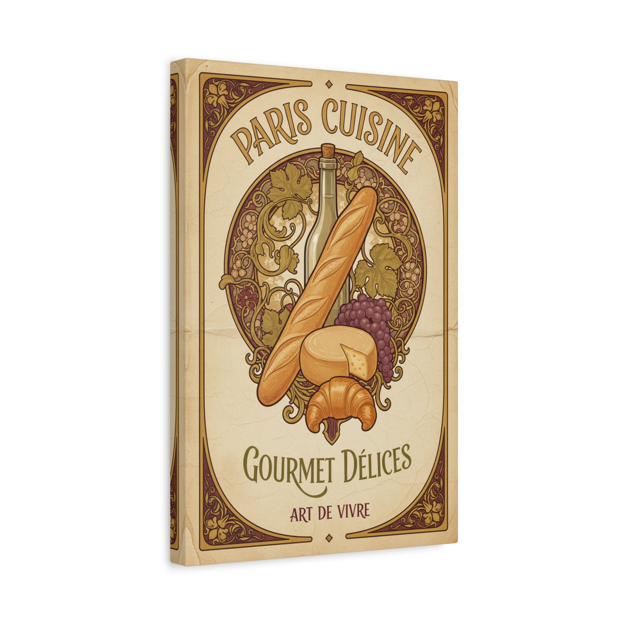 Paris Cuisine Matte Canvas Print - 'Gourmet Délices' Vintage French Kitchen Wall Art