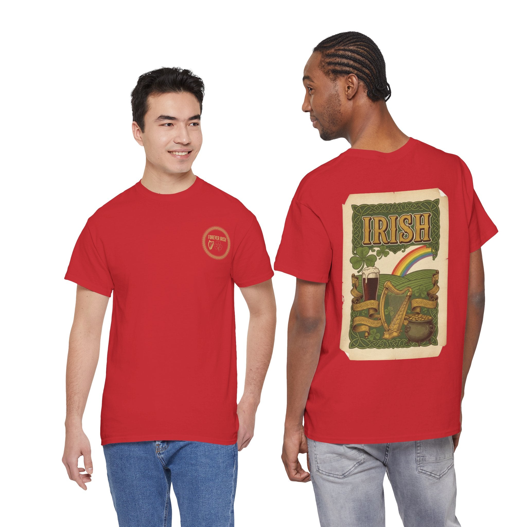 Irish Vintage Poster Tee — St. Patrick's Day Shamrock & Rainbow Graphic Shirt