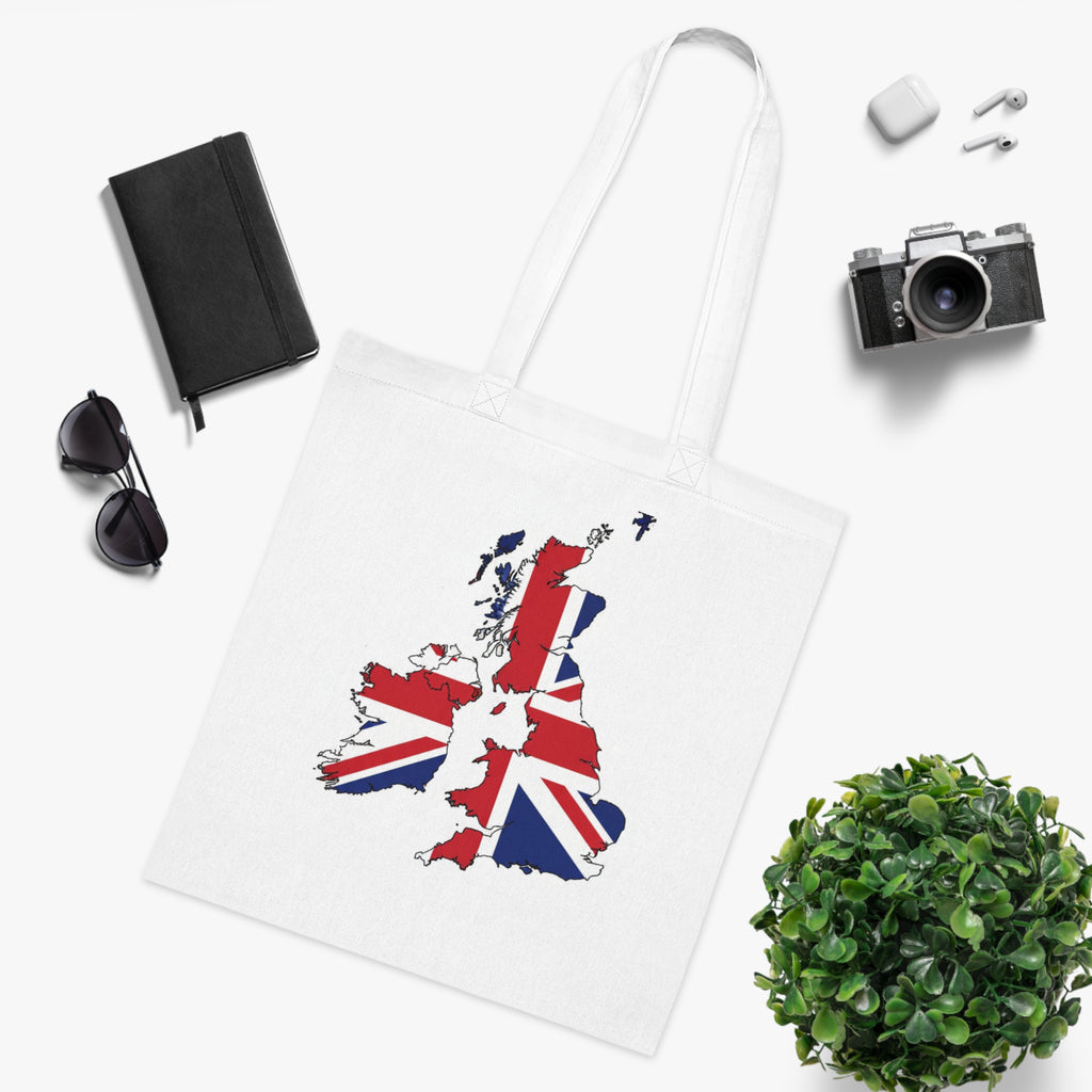 Union Jack UK Map Cotton Tote — British Flag Map Shopper Bag