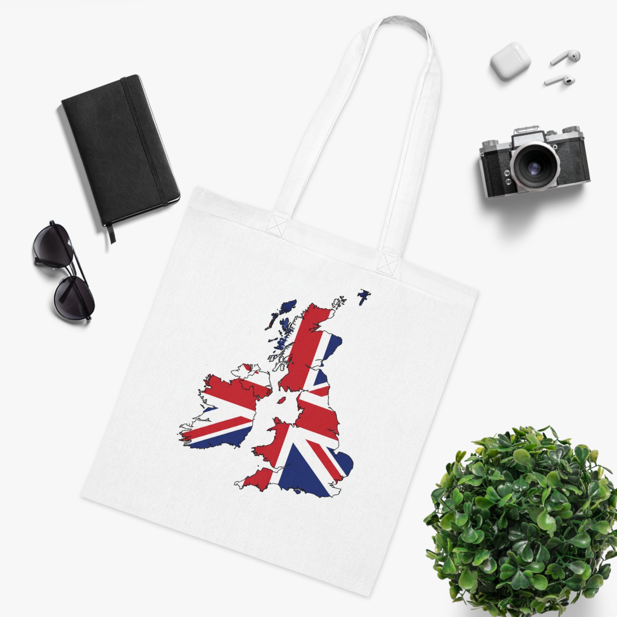 Union Jack UK Map Cotton Tote — British Flag Map Shopper Bag