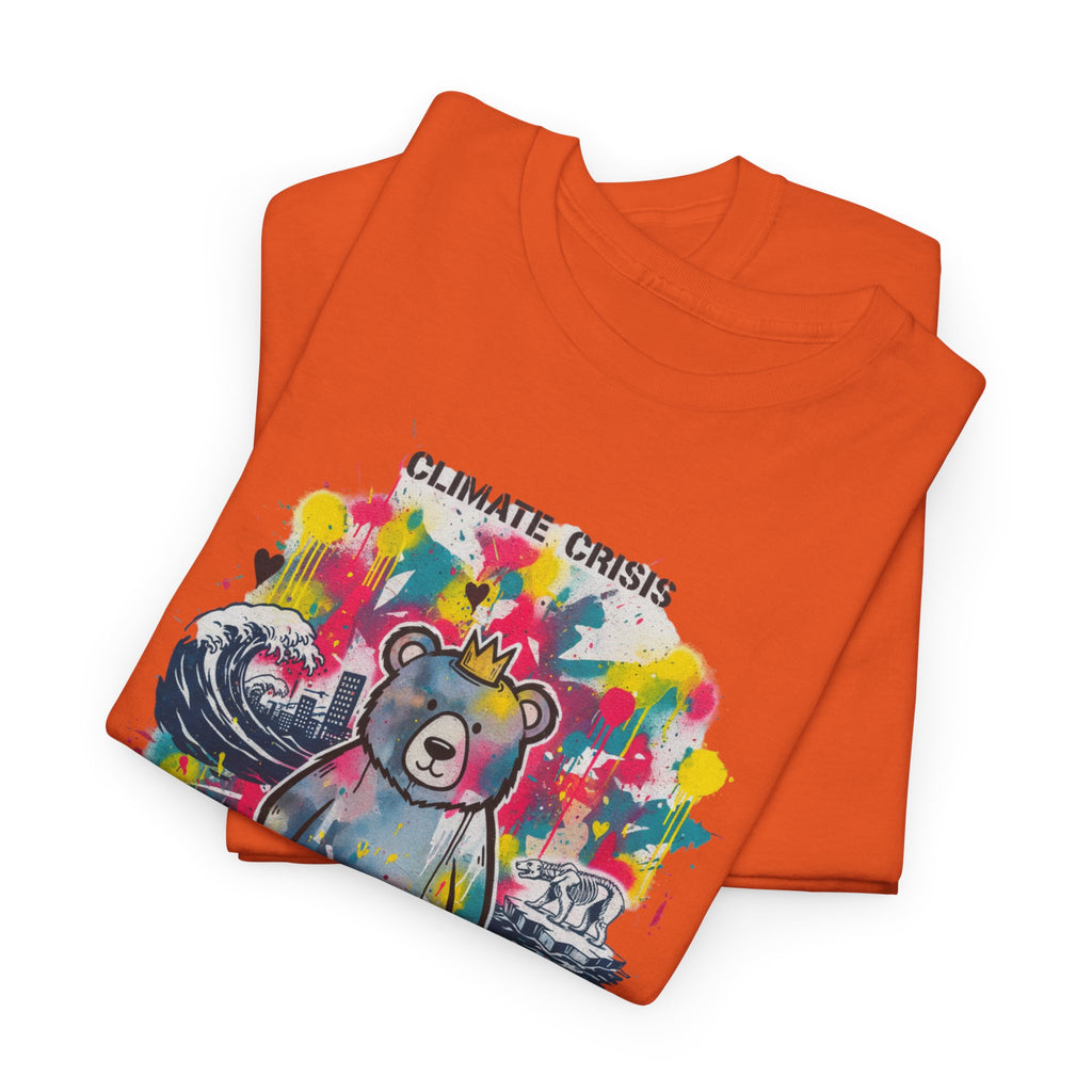 Graffiti Bear Tee — Colourful 'Climate Crisis' & 'Inequality' Graphic T-Shirt
