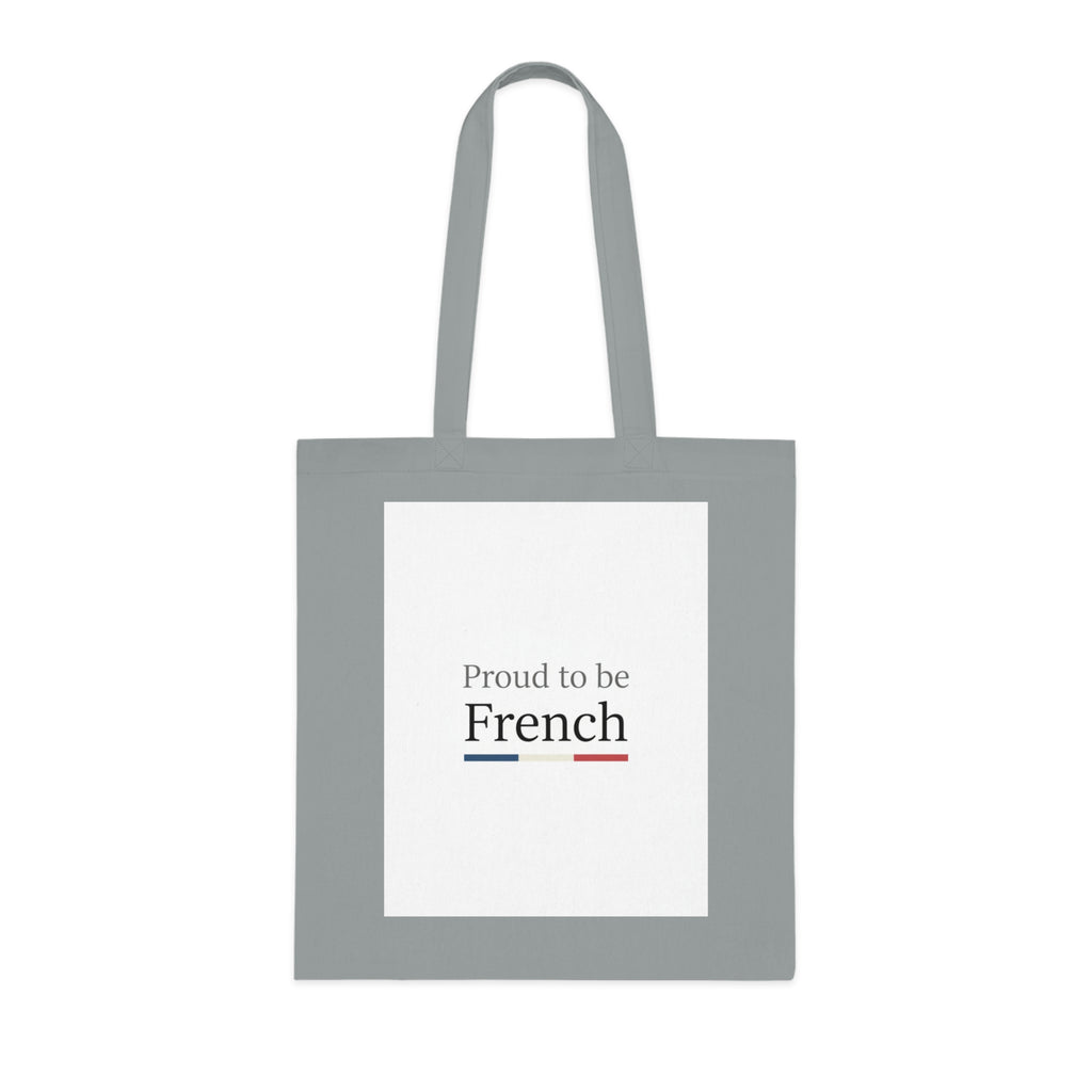 Proud to be French Cotton Tote Bag — French Flag Text Eco Market Tote