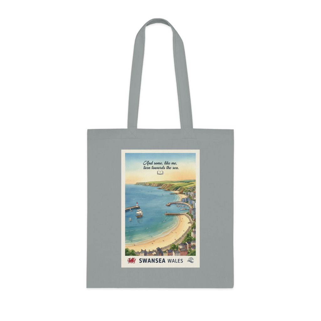 Swansea Wales Vintage Beach Tote — Retro Coastal Cotton Shopper