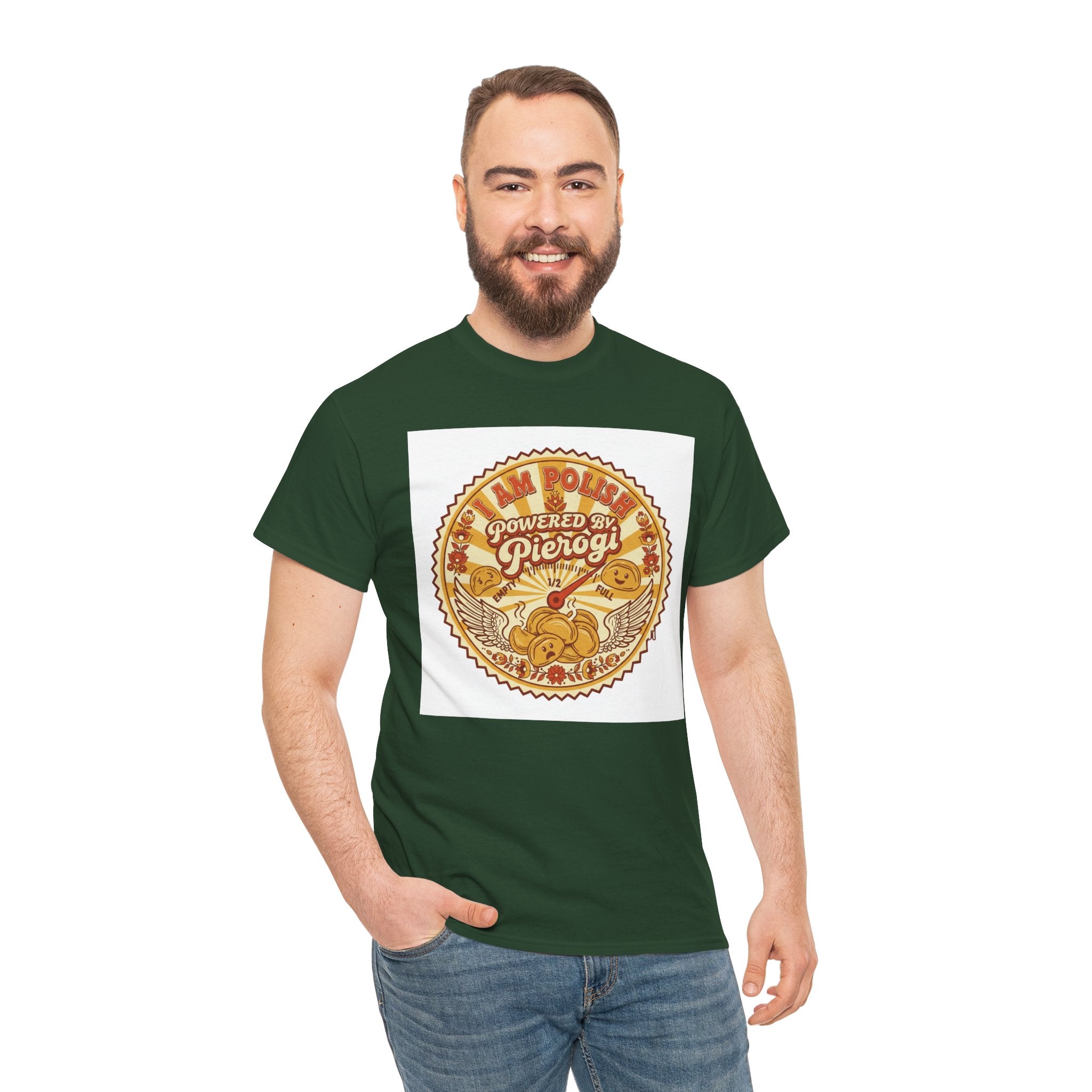 Pierogi Powered Tee — "All Power to Pierogi" Retro Food Lover T-Shirt