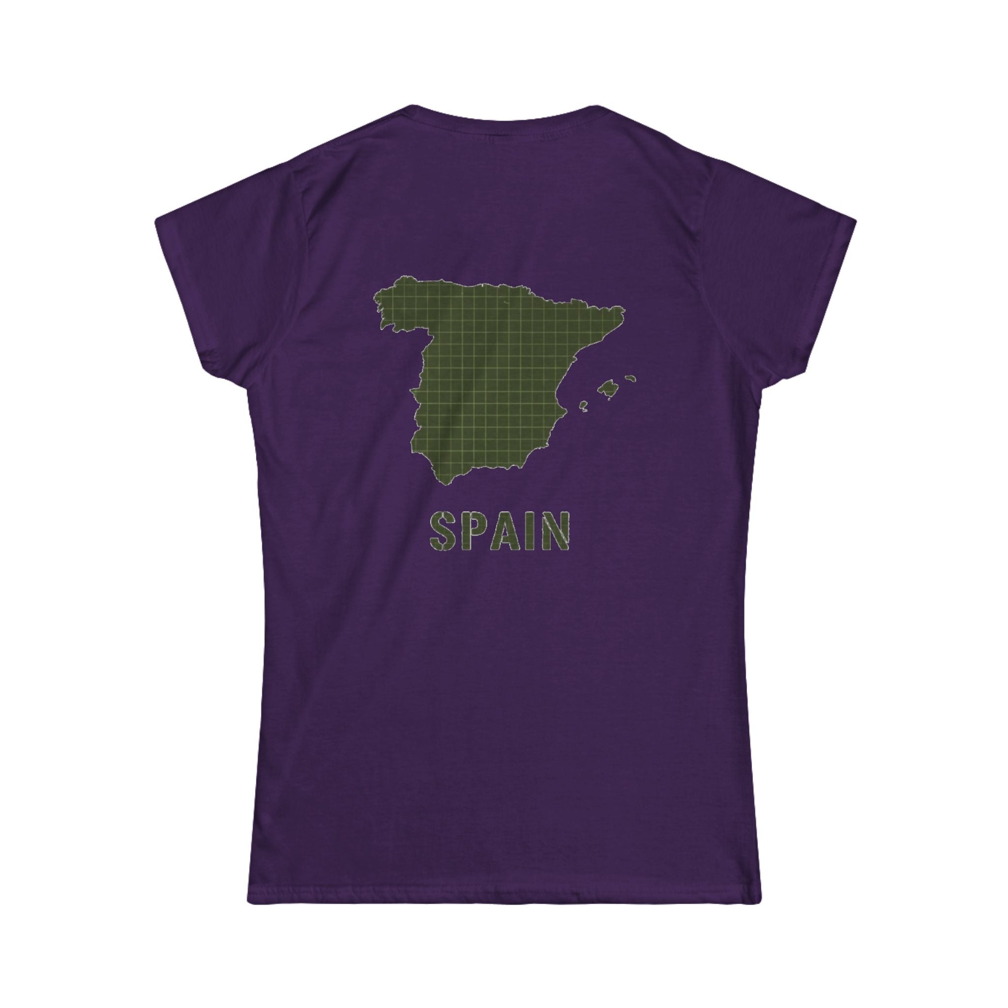 Spain Map Women's Tee — Olive Grid Map Graphic Shirt