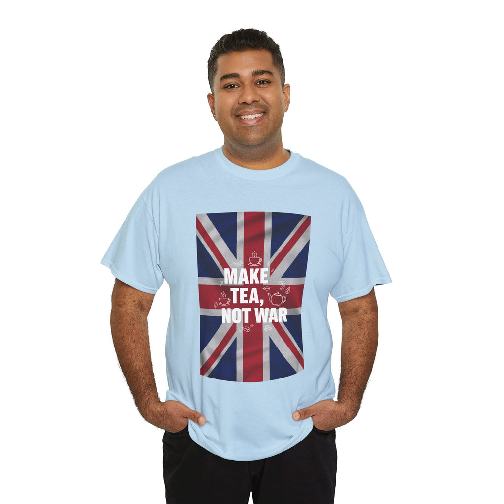 Make Tea, Not War T-Shirt — British Flag Peace Tea Tee