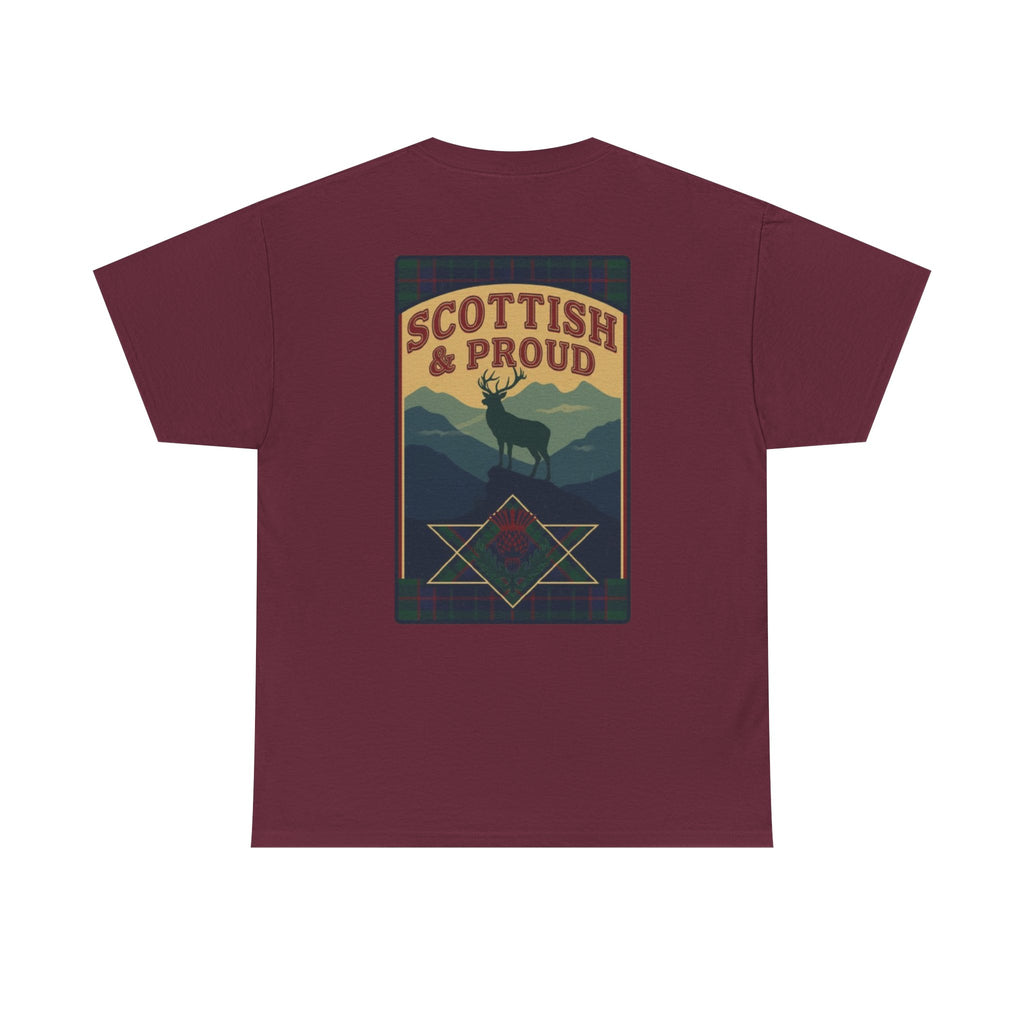 Scottish & Proud T‑Shirt — Retro Stag Scotland Flag Tee