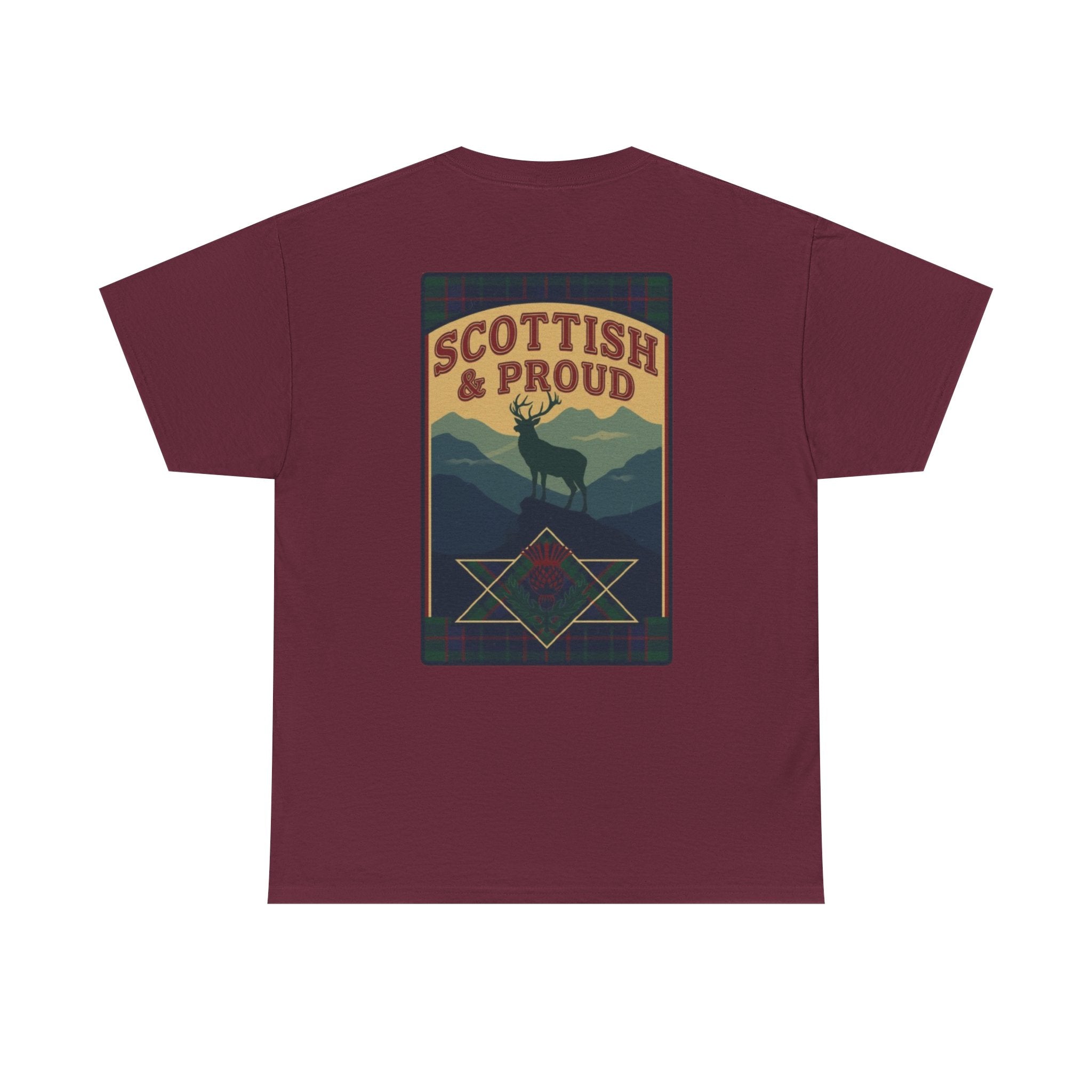 Scottish & Proud T‑Shirt — Retro Stag Scotland Flag Tee
