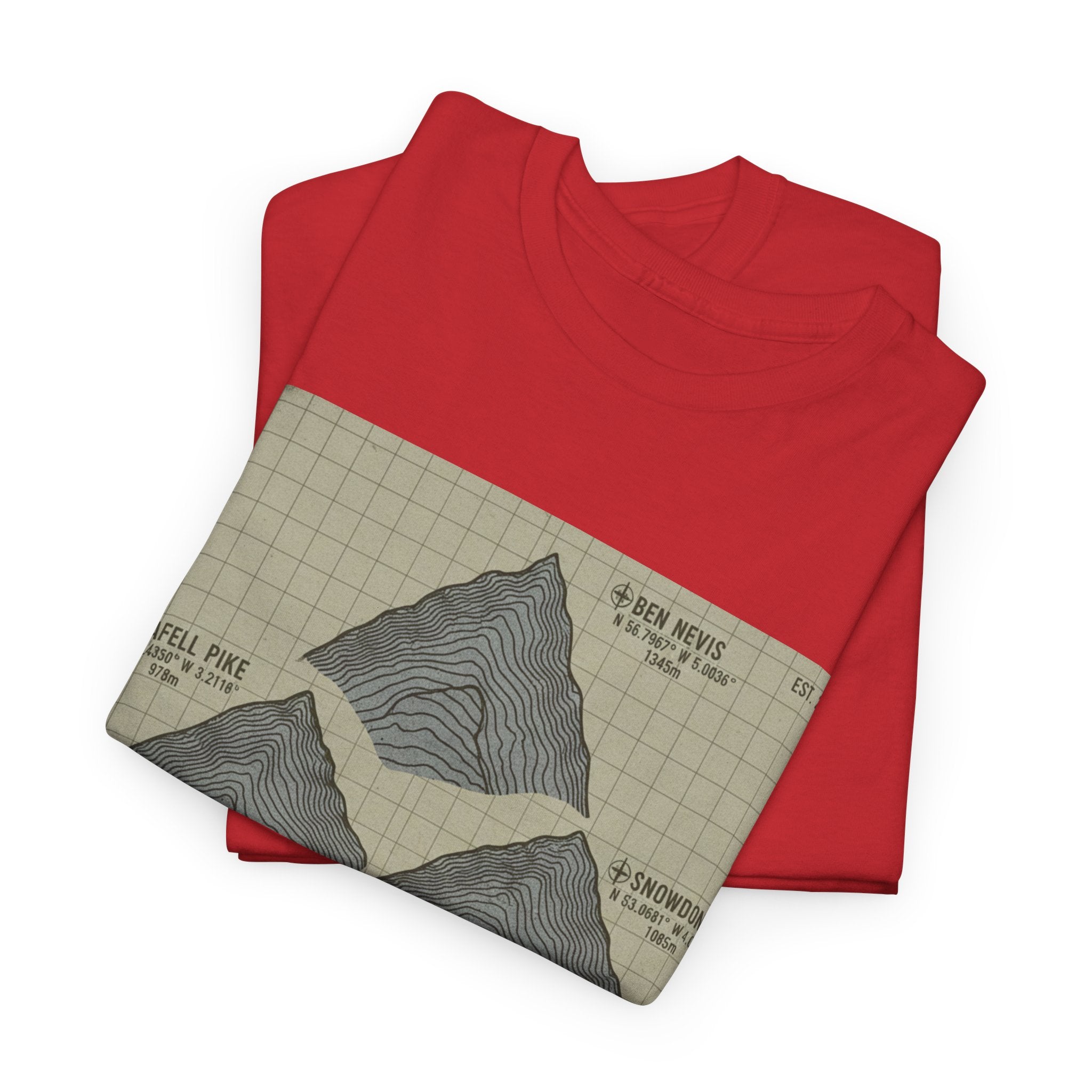 Three Peaks Challenge Graphic T-Shirt — Retro UK Mountain Summit Tee