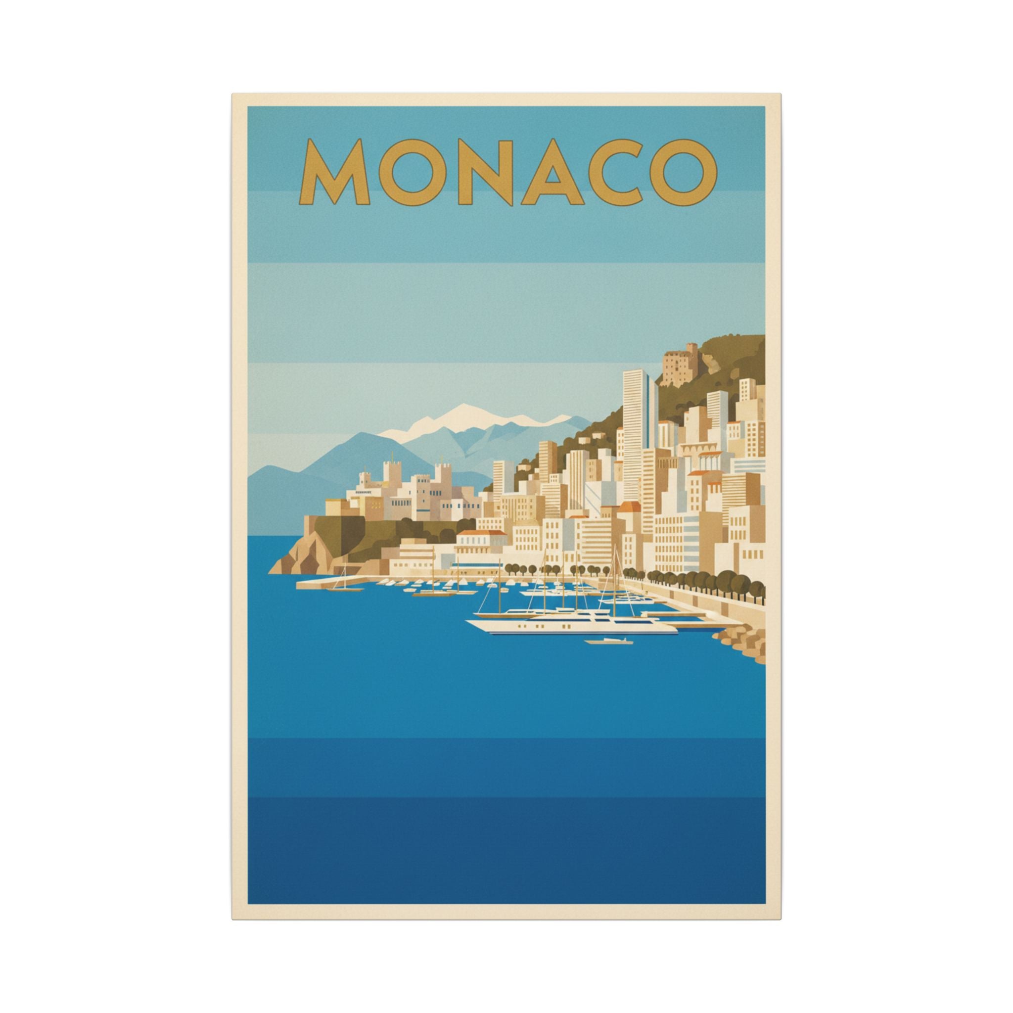 Monaco Coastal Vintage Travel Canvas Print