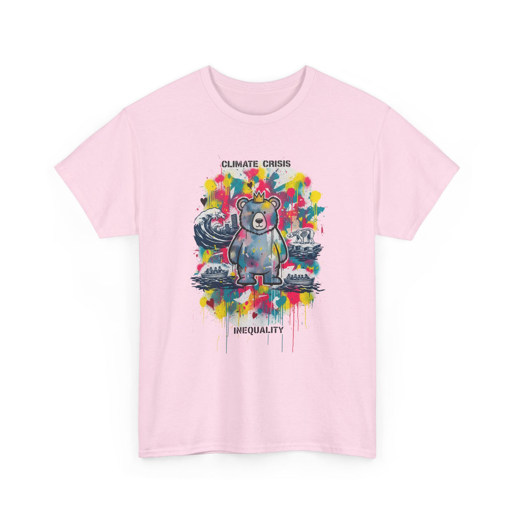Graffiti Bear Tee — Colourful 'Climate Crisis' & 'Inequality' Graphic T-Shirt