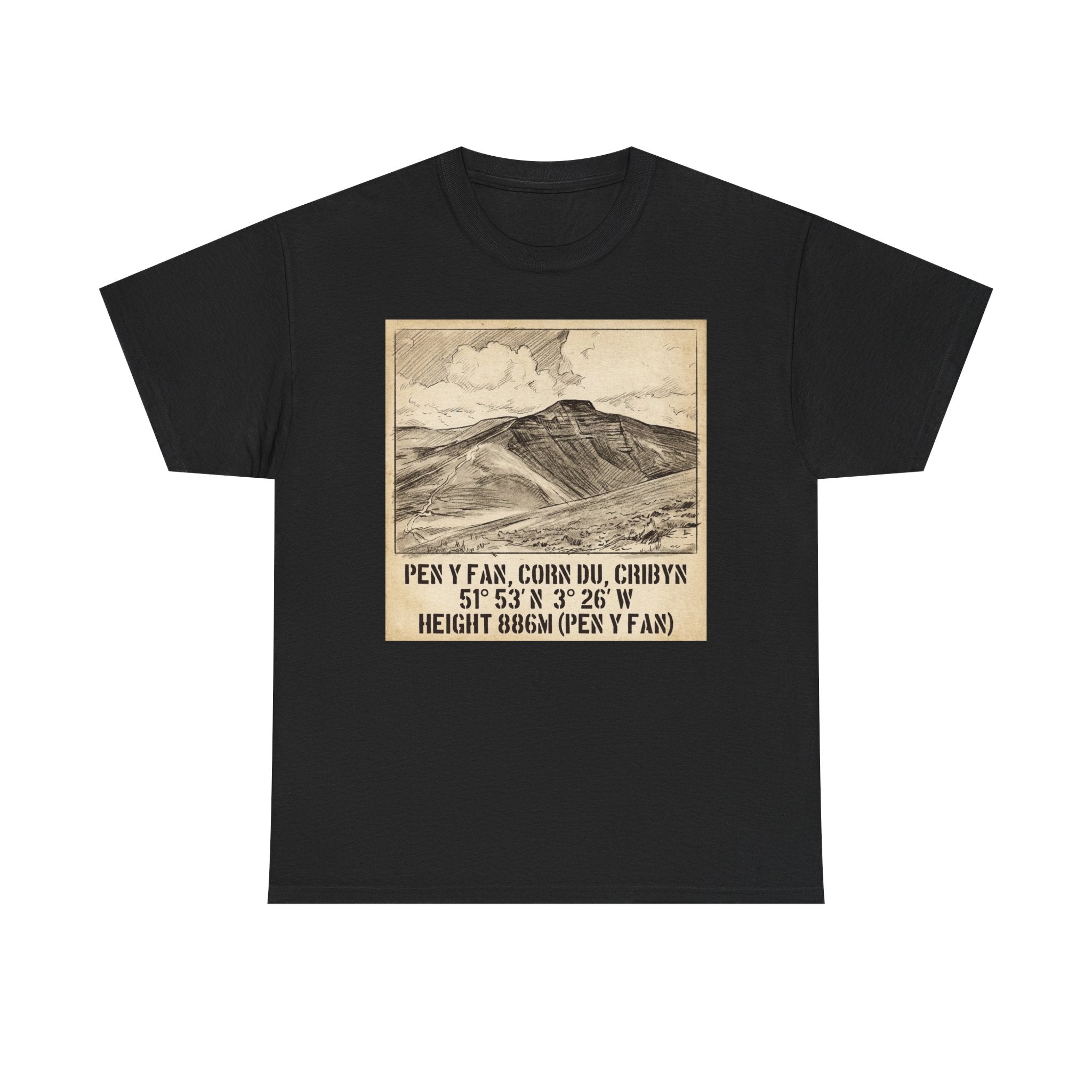 Pen y Fan Summit Coordinates T-Shirt — Vintage Mountain Peak Tee