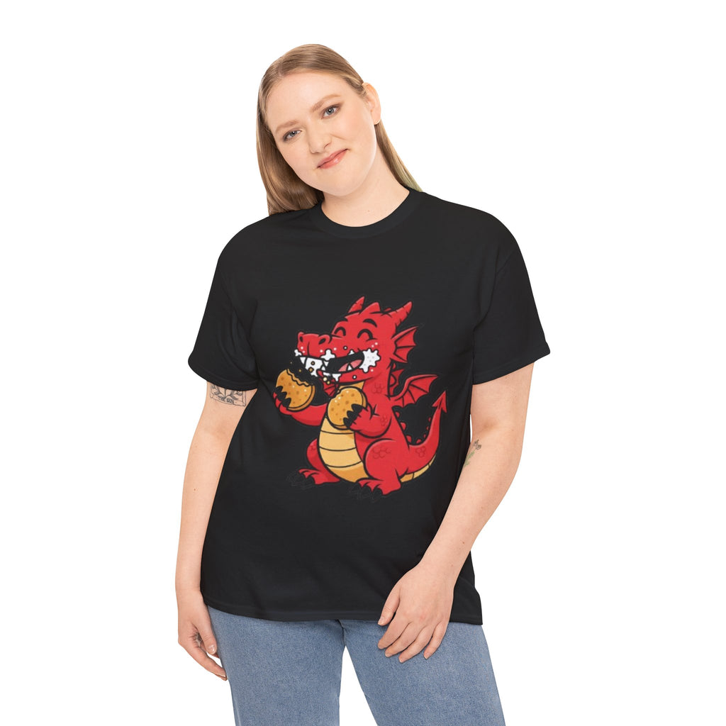 Red Dragon Eating Tacos T-Shirt — Cute Cartoon Taco Lover Tee