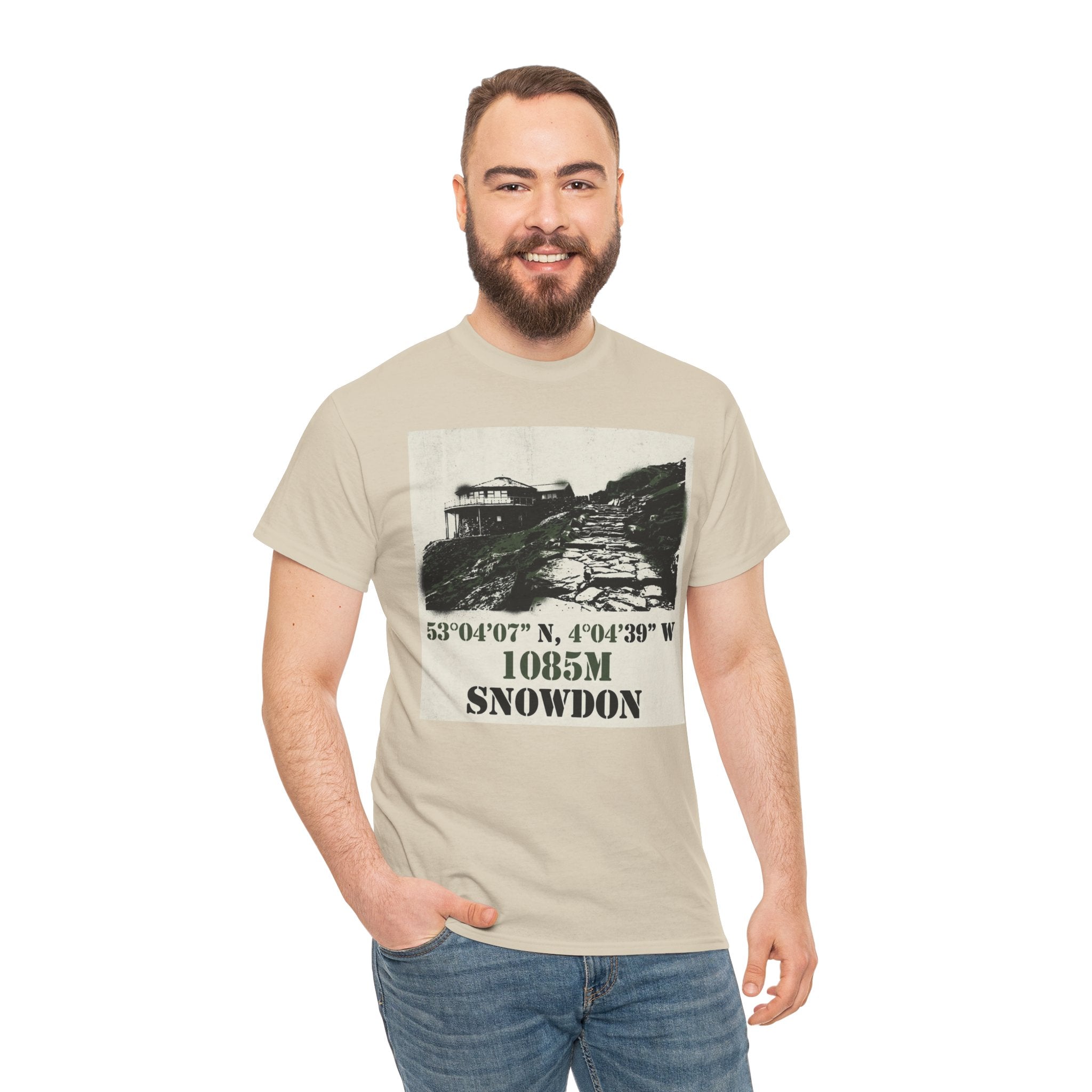 Snowdon 1085m Vintage Summit Tee — Mountain Coordinates Graphic T‑Shirt