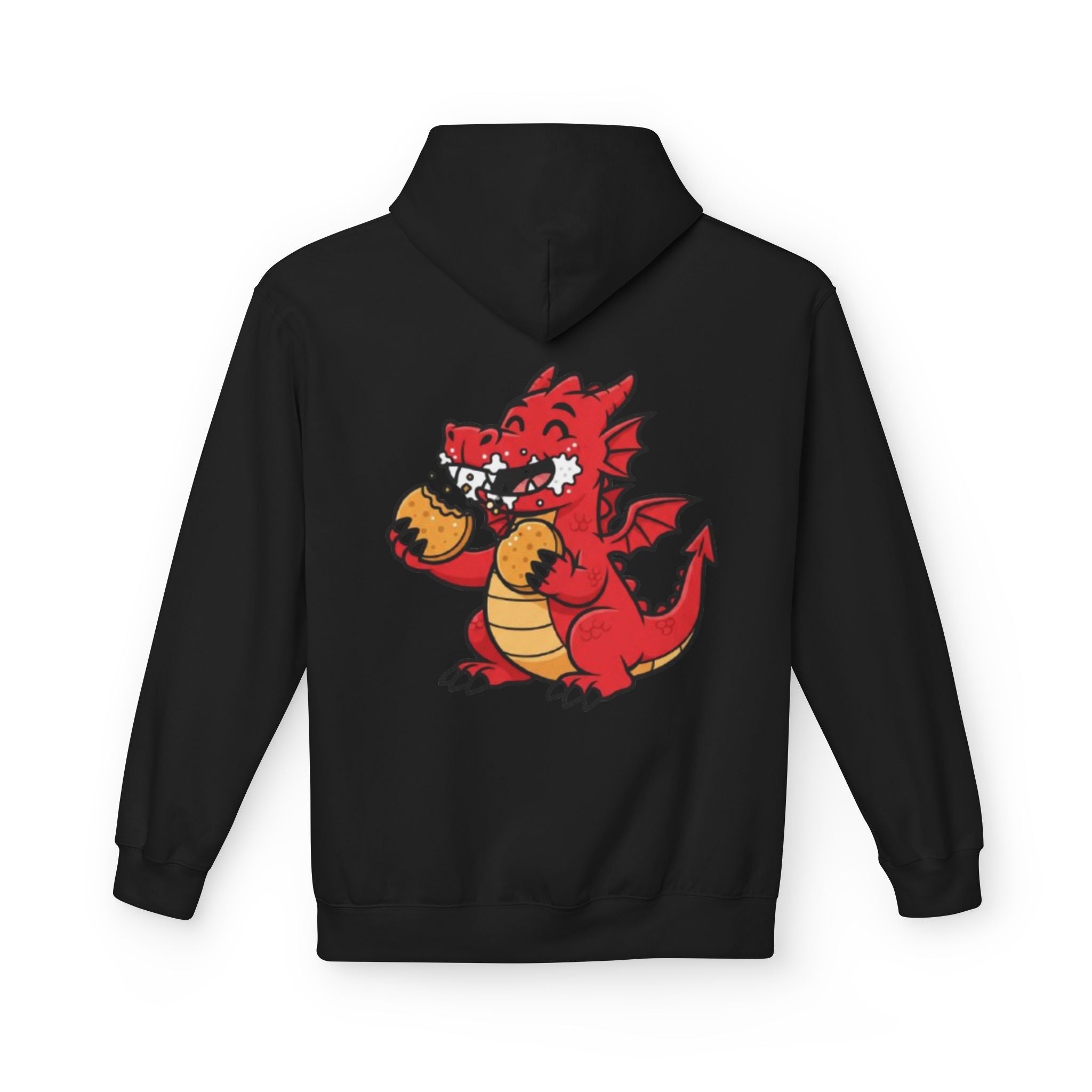 Welsh Dragon Hoodie — Retro Flag Front & Cute Red Dragon Back