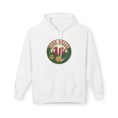 Born Welsh Hoodie — Vintage Welsh Dragon Rugby Crest Pullover