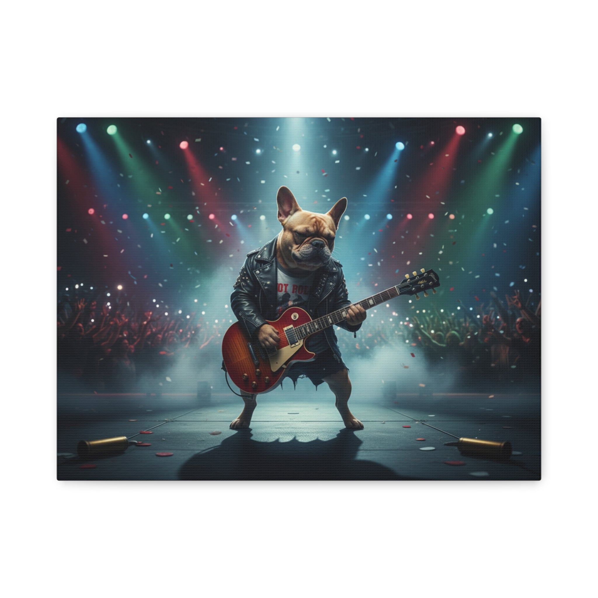Rockstar French Bulldog Canvas Print — Guitar Dog Wall Art for Music Lovers
