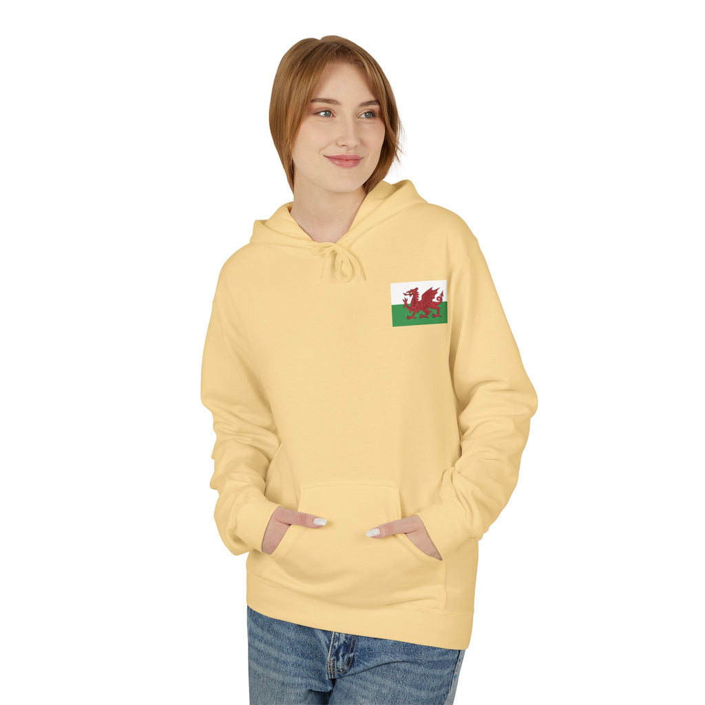 Welsh Dragon Drinking Beer Hoodie — Rugby Pub Fan Pullover