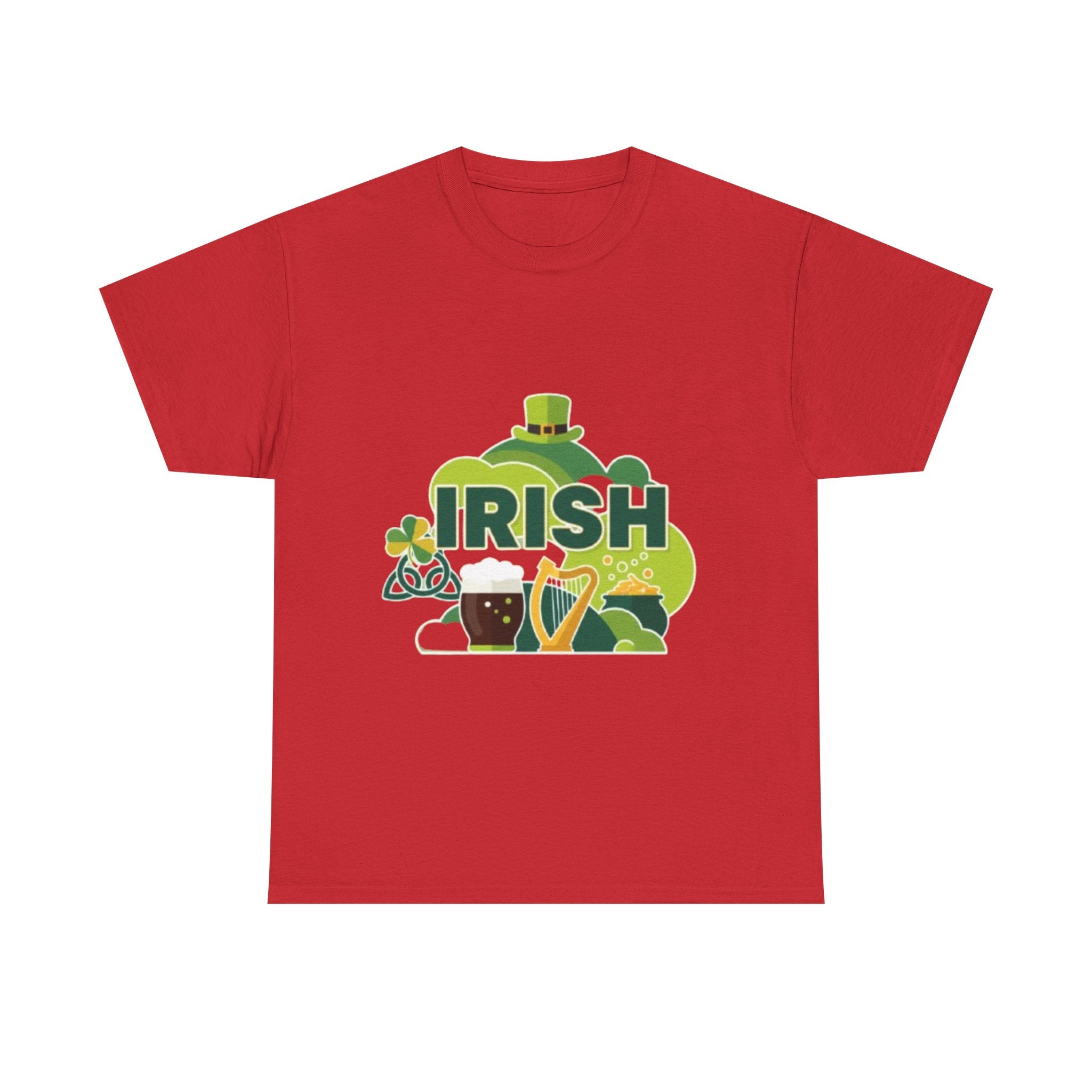 Irish St. Patrick's Day T-Shirt — Shamrock, Harp & Leprechaun Hat Design