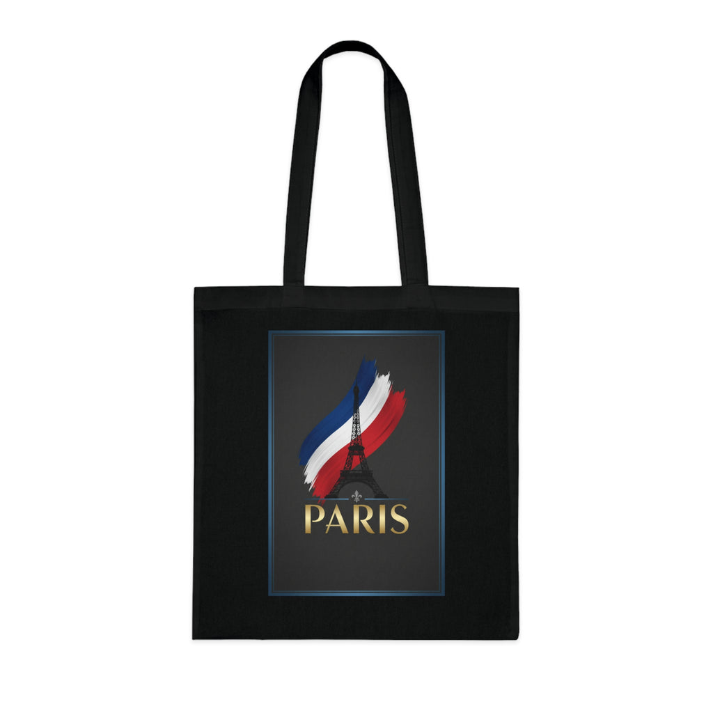 Paris Tricolor Cotton Tote Bag — Eiffel Tower Travel Souvenir