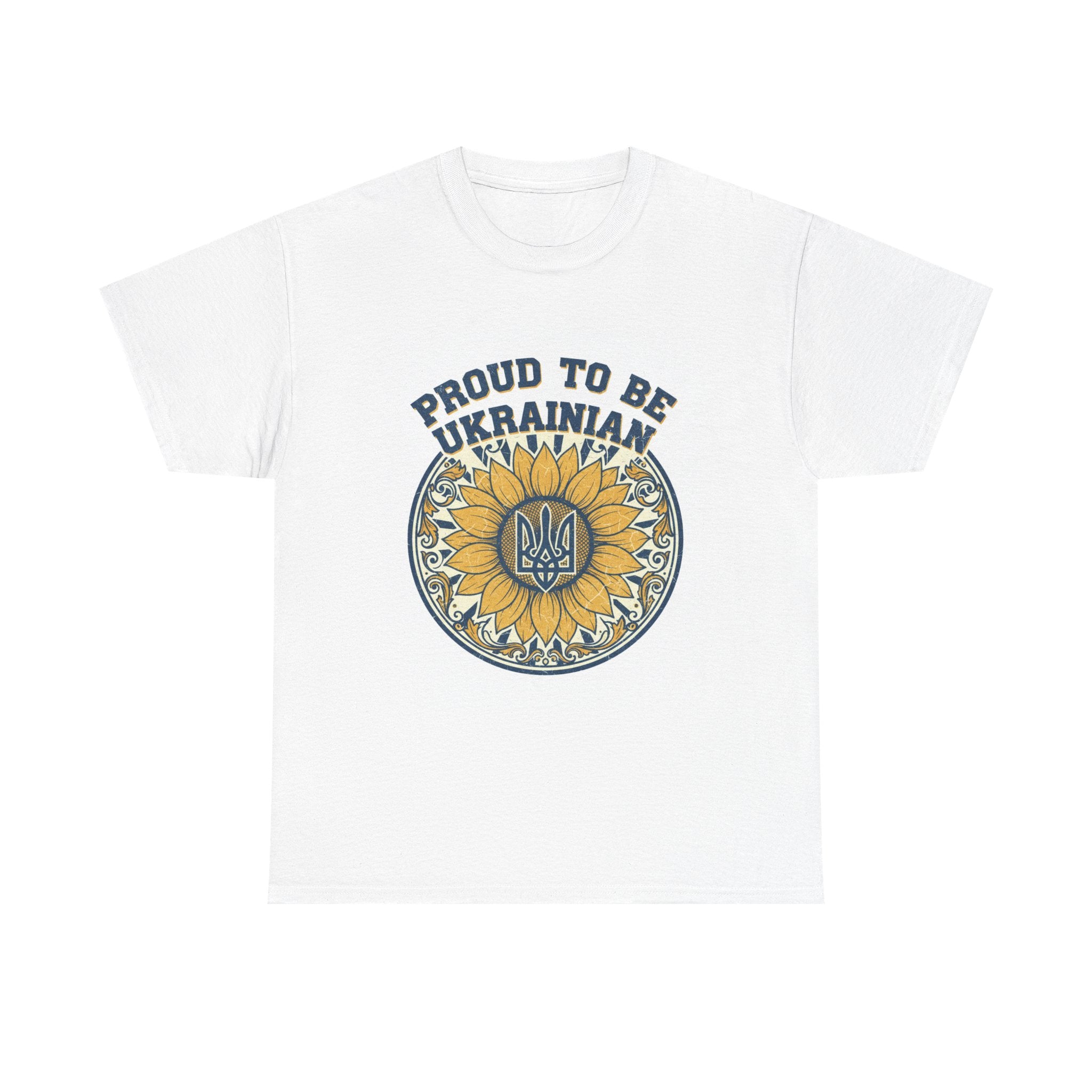 Proud to Be Ukrainian T-Shirt — Sunflower & Trident Pride Tee