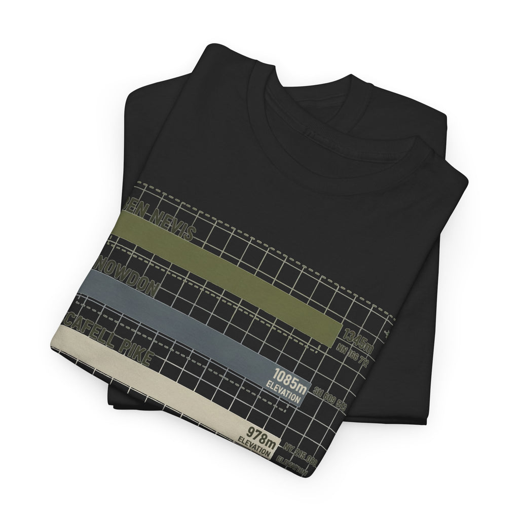 Three Peaks Challenge Graphic T-Shirt — Retro UK Mountain Hiking Tee