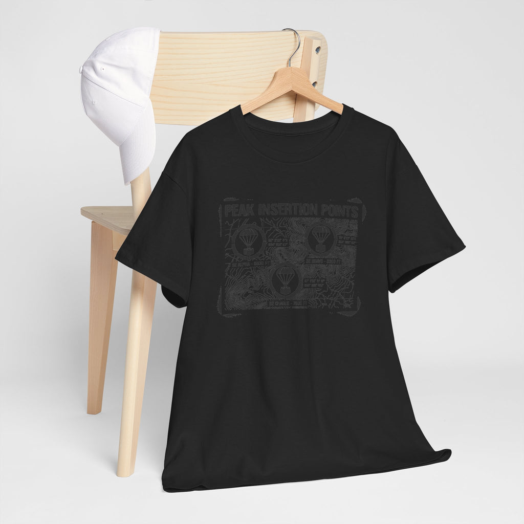 Retro Mountain Schematic Graphic T-Shirt — Technical Diagram Hiking Tee