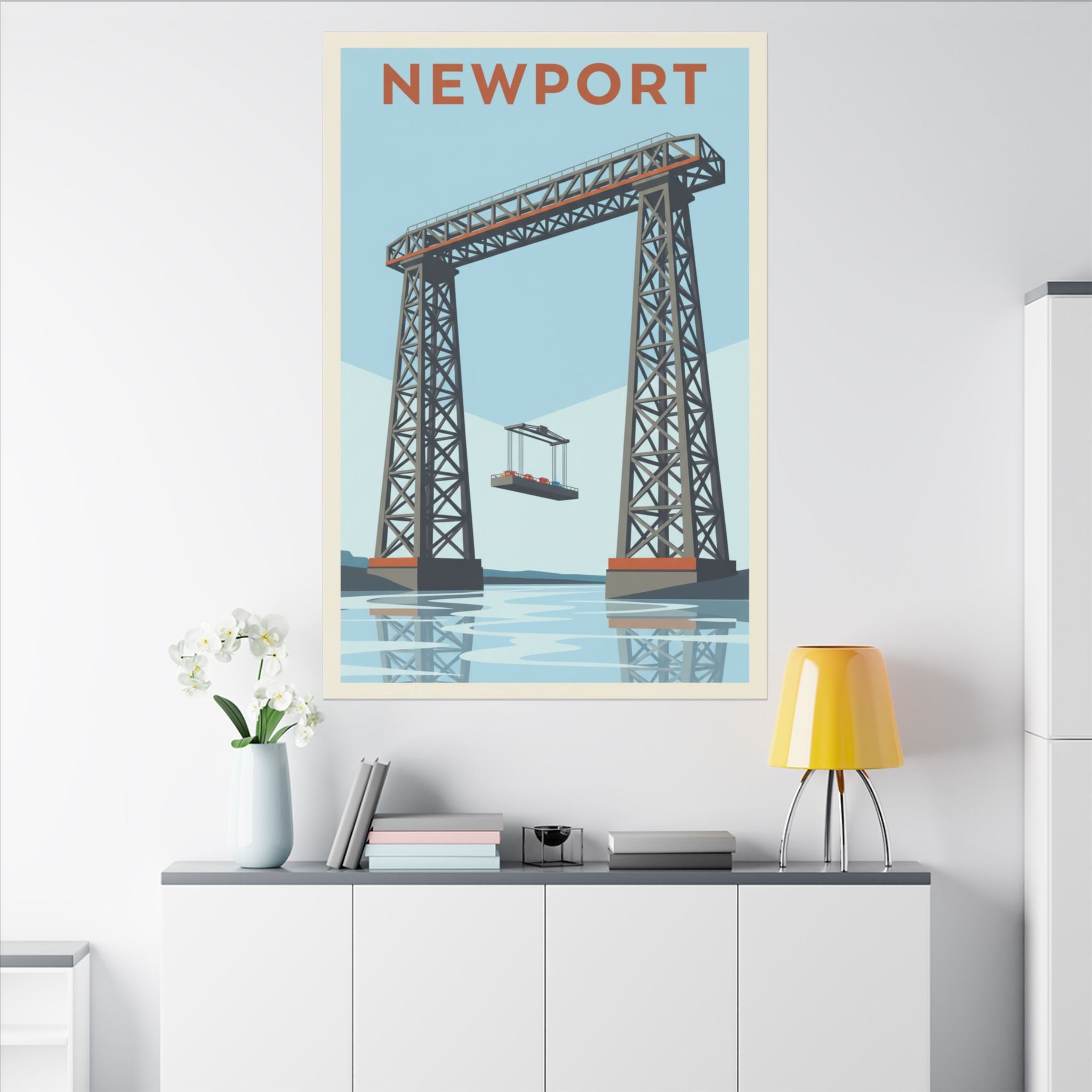 Newport Aerial Tram Matte Canvas Print  Vintage Coastal Wall Art