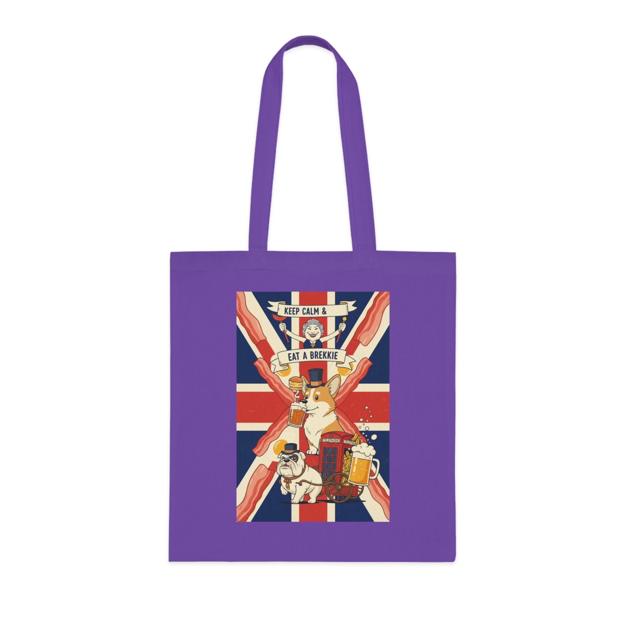Keep Calm and Eat a Scone Cotton Tote — British Flag Bakery Illustration Grocery Bag