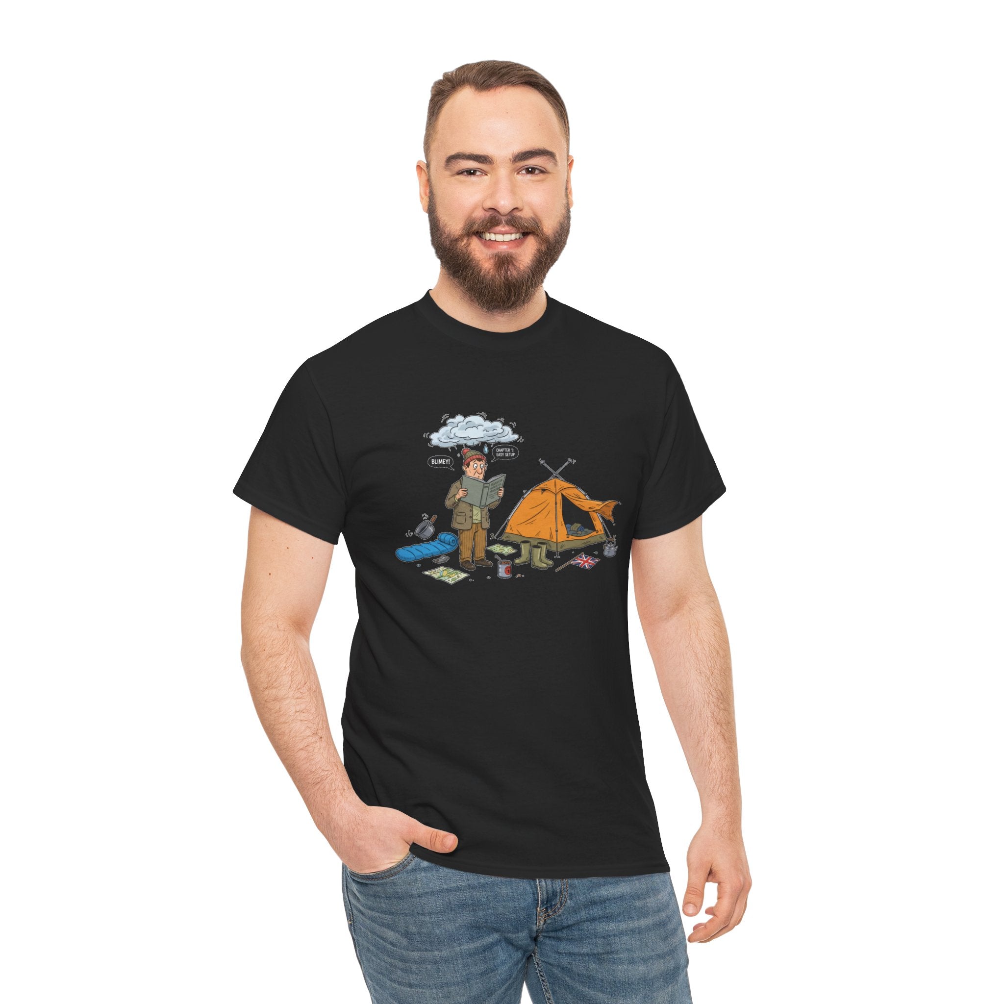Retro Mountain Camping Graphic T-Shirt — Vintage Campfire Adventure Tee
