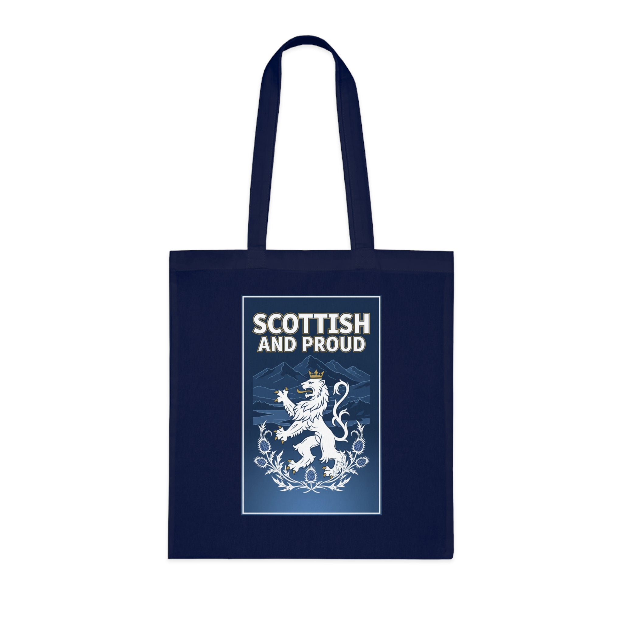 Scottish and Proud Tote Bag — Cotton Grocery & Market Tote with Lion Rampant Design