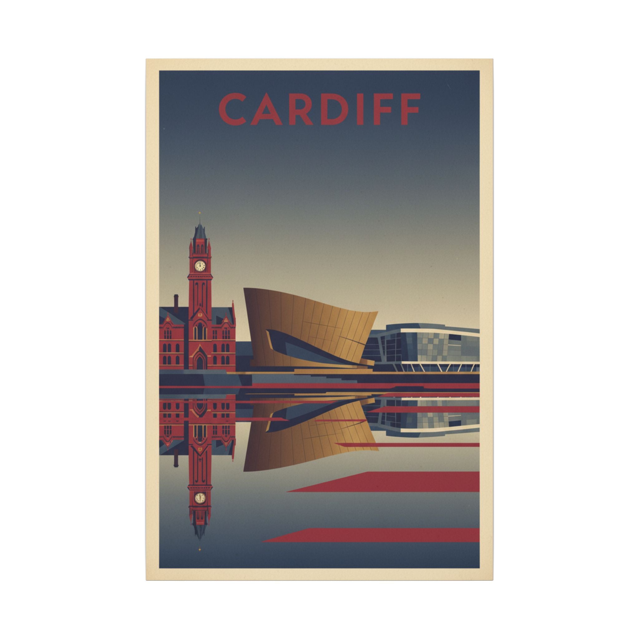 Cardiff Bay waterfront Matte Canvas Print Stretched Wall Art