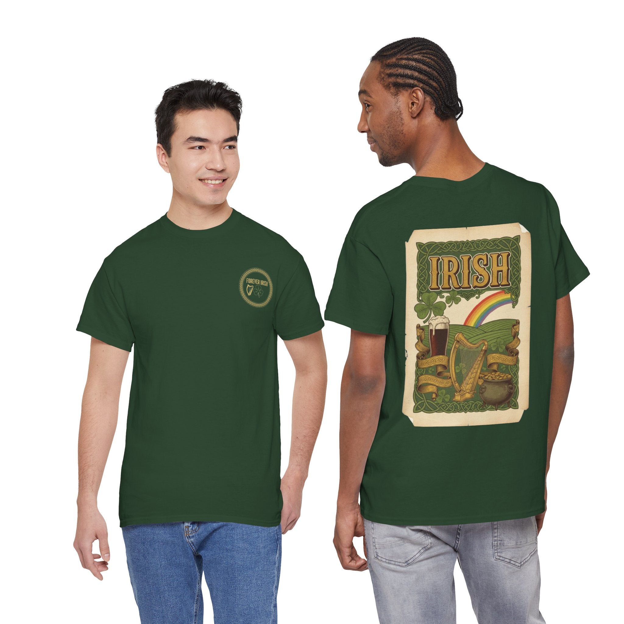 Irish Vintage Poster Tee — St. Patrick's Day Shamrock & Rainbow Graphic Shirt
