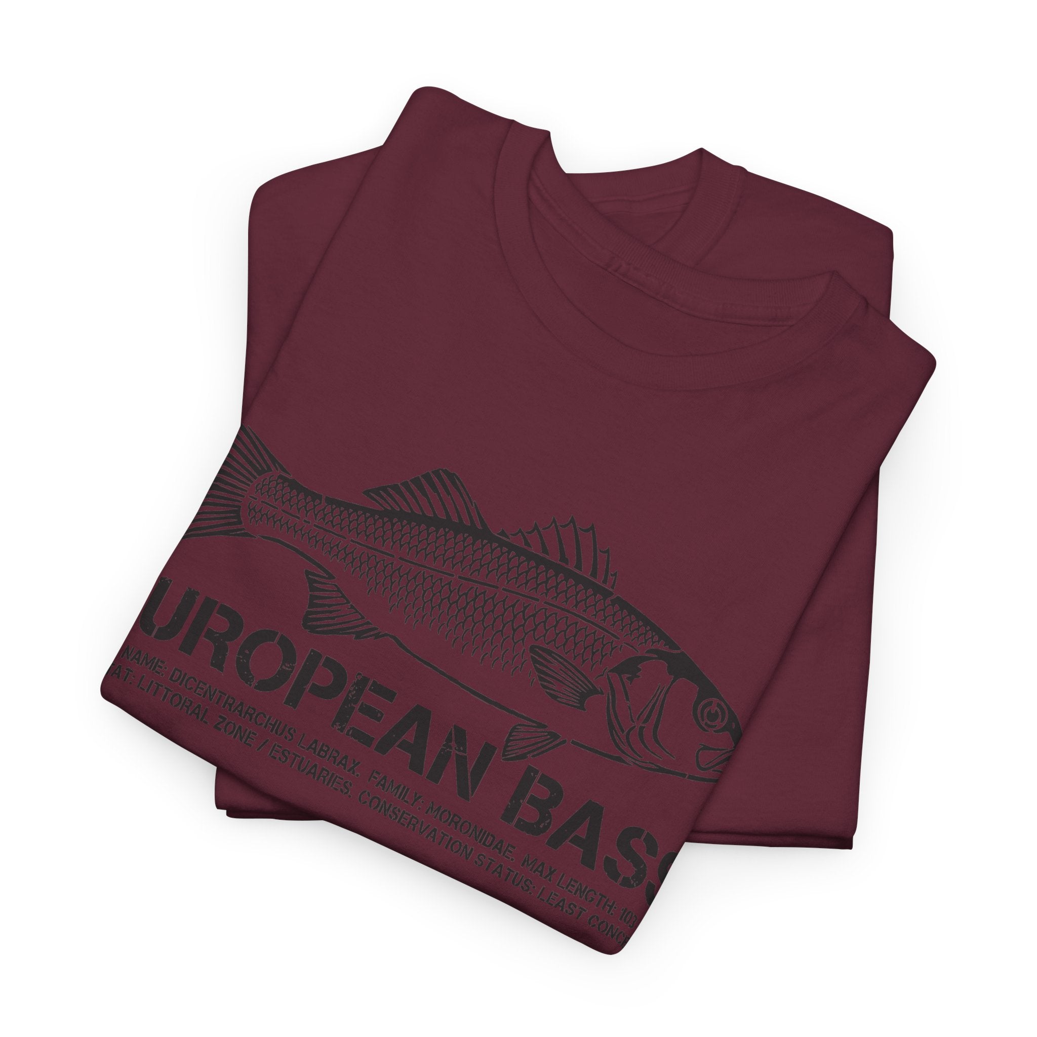 European Bass Fishing — Vintage Fish Illustration Tee