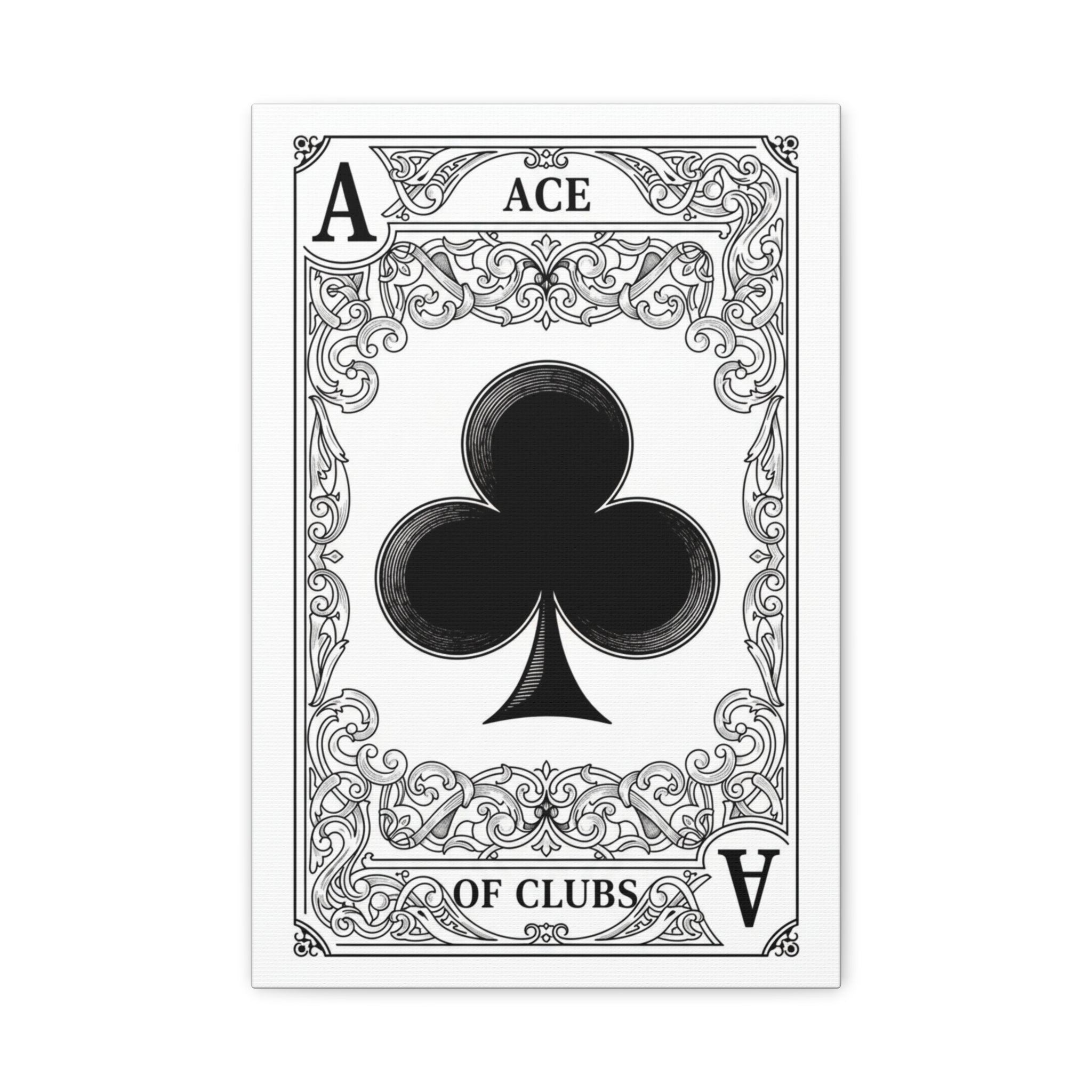 Ace of Clubs Matte Canvas Wall Art — Vintage Playing Card Print