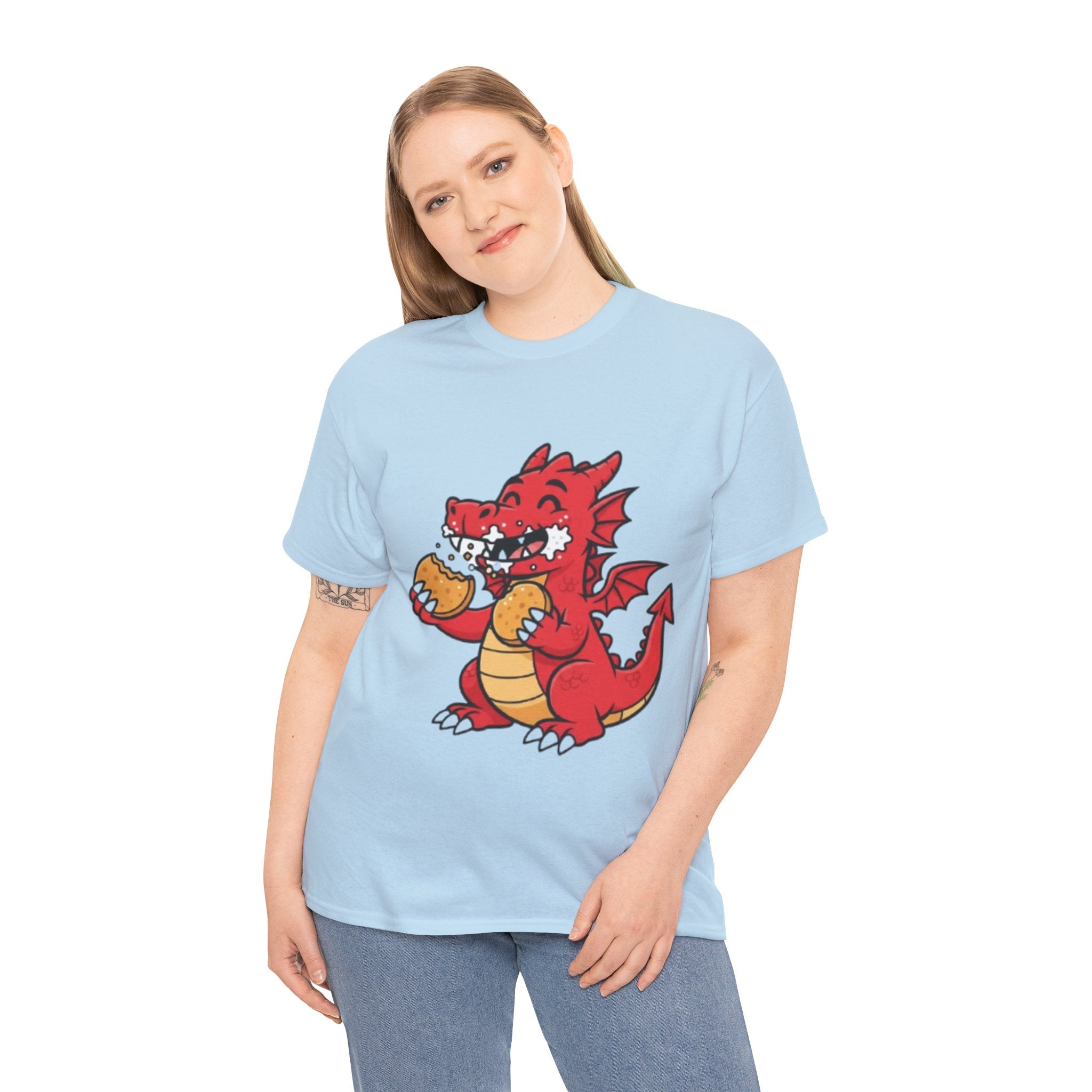 Red Dragon Eating Tacos T-Shirt — Cute Cartoon Taco Lover Tee