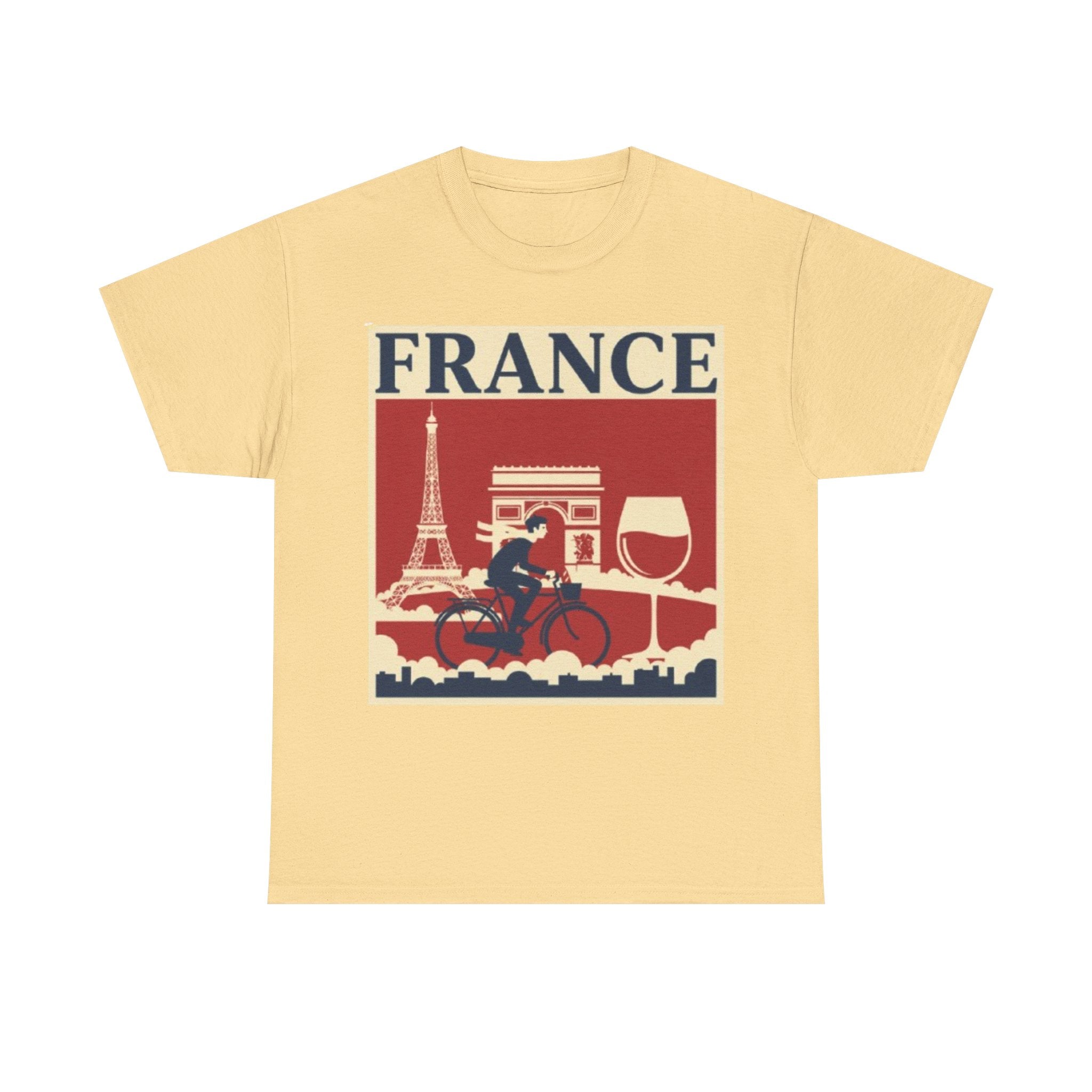 France Vintage Travel Tee — Eiffel Tower, Arc de Triomphe & Wine Graphic T-Shirt