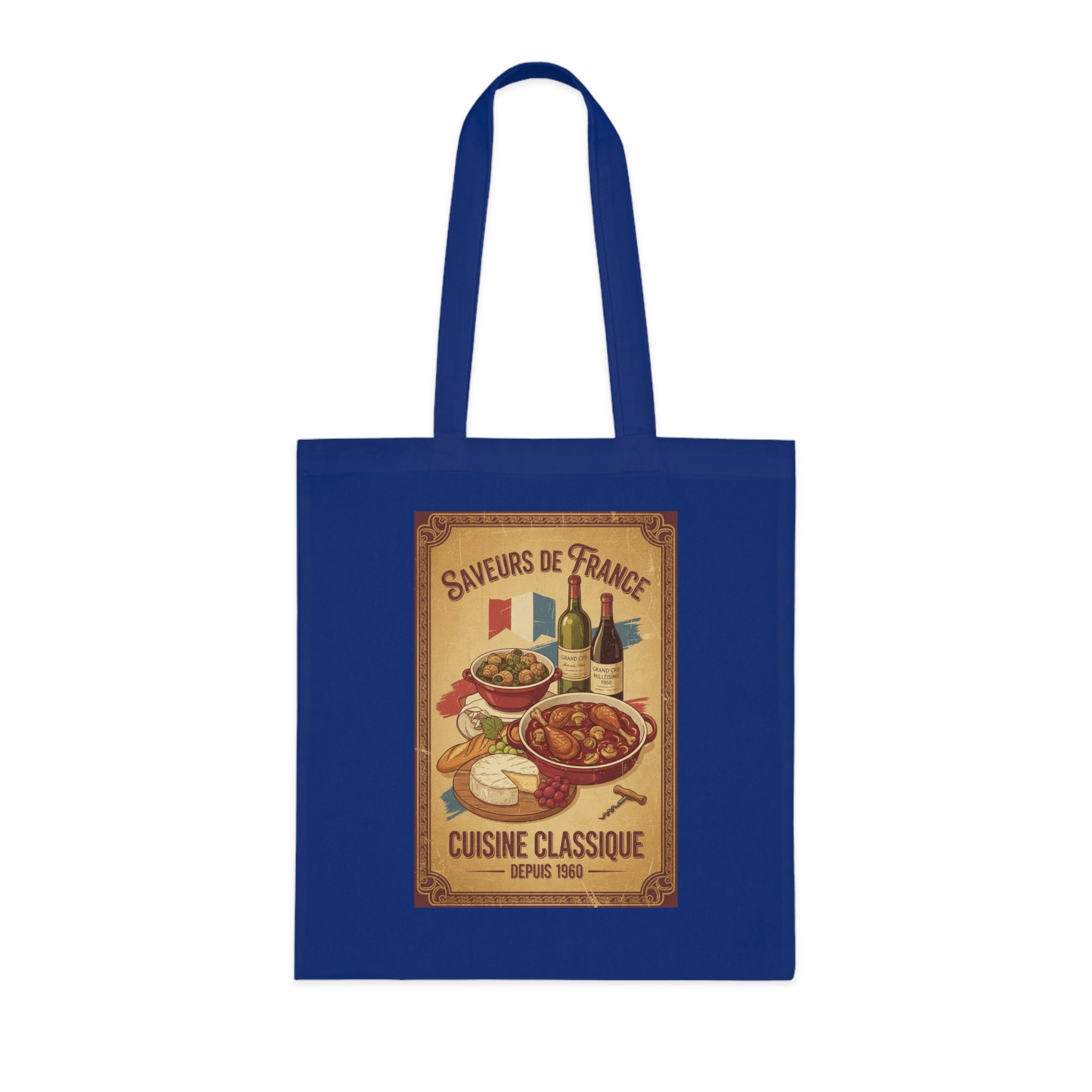 French Cuisine Tote Bag — 'Saveurs de France: Cuisine Classique' Vintage Market Grocery Tote