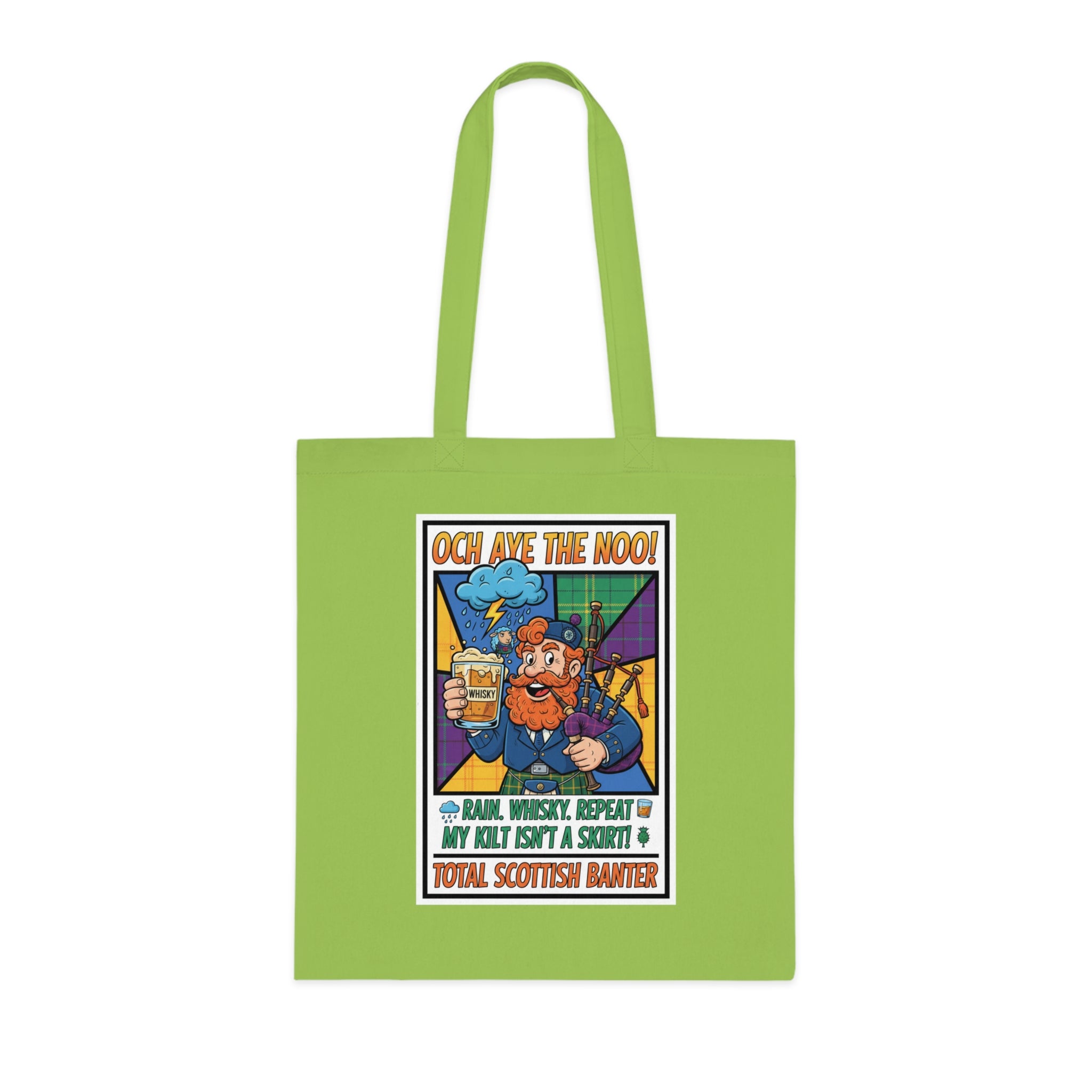 Tote Bag — "Och Aye The Noon!" Scottish Barber Cartoon Tote