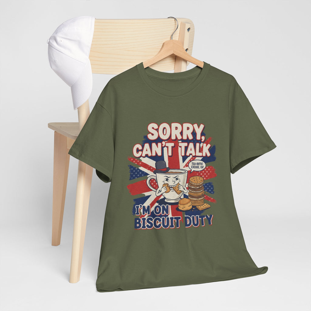 Biscuit Duty T‑Shirt - "Sorry Can't Talk, I'm On Biscuit Duty" British Tea & Biscuit Graphic Tee