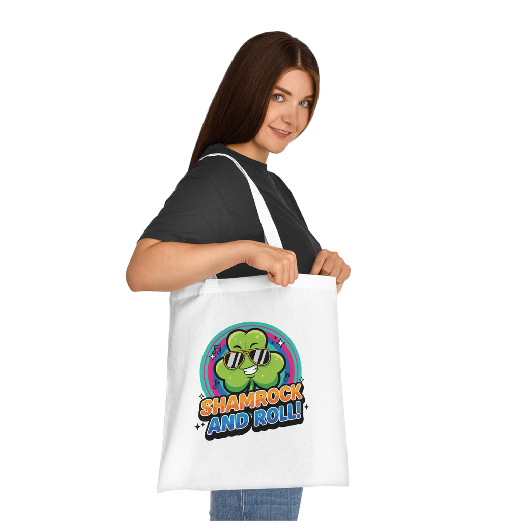 Shamrock and Roll Cotton Tote — St. Patrick’s Day Lucky Clover Tote Bag